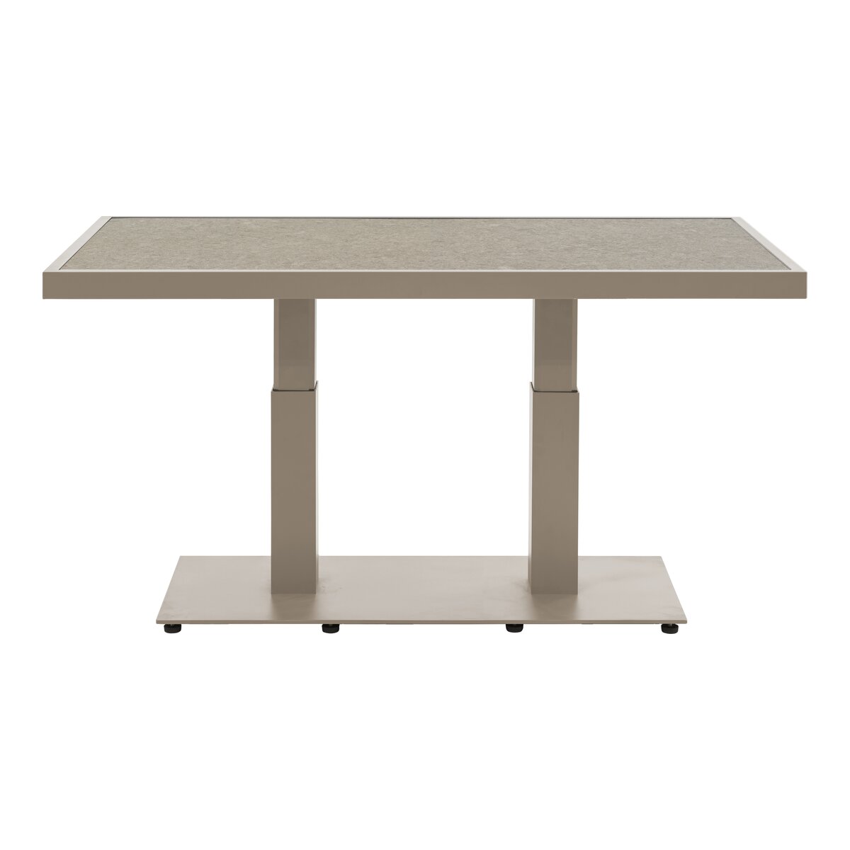 Gartencouchtisch Scale - Aluminium & Keramik, Höhenverstellbar, 140x85 cm, Khaki