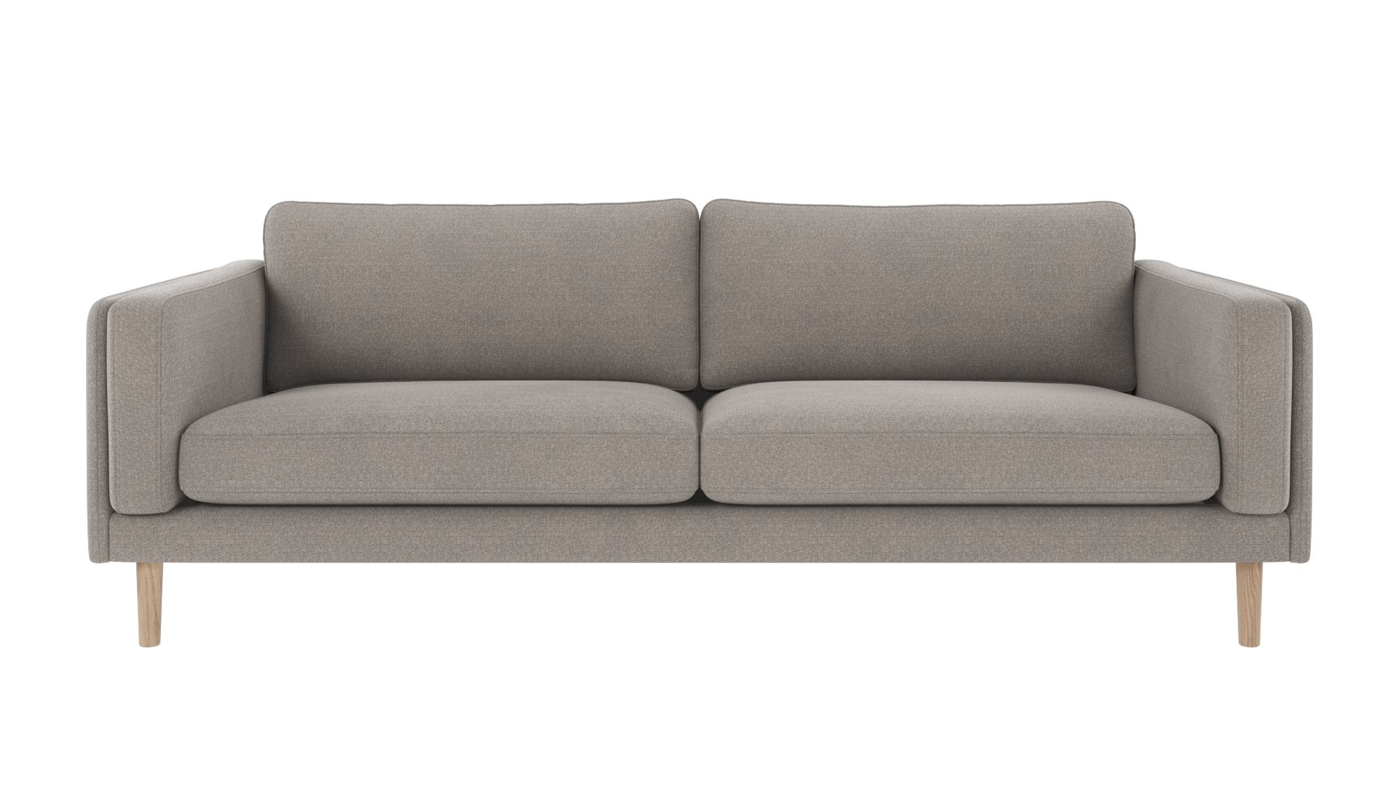 Hochwertiger Sofa Braden 3-Sitzer, Beine Weiß pigmentiert, Bezug Rita Hellgrau für jede Einrichtung.