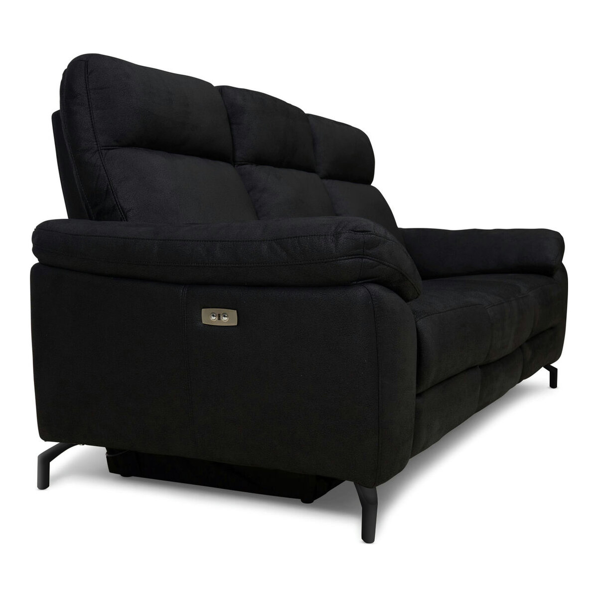 3-Sitzer Relaxsofa Astella Stoff Schwarz - Elektrisches Sofa mit Liegefunktion & USB