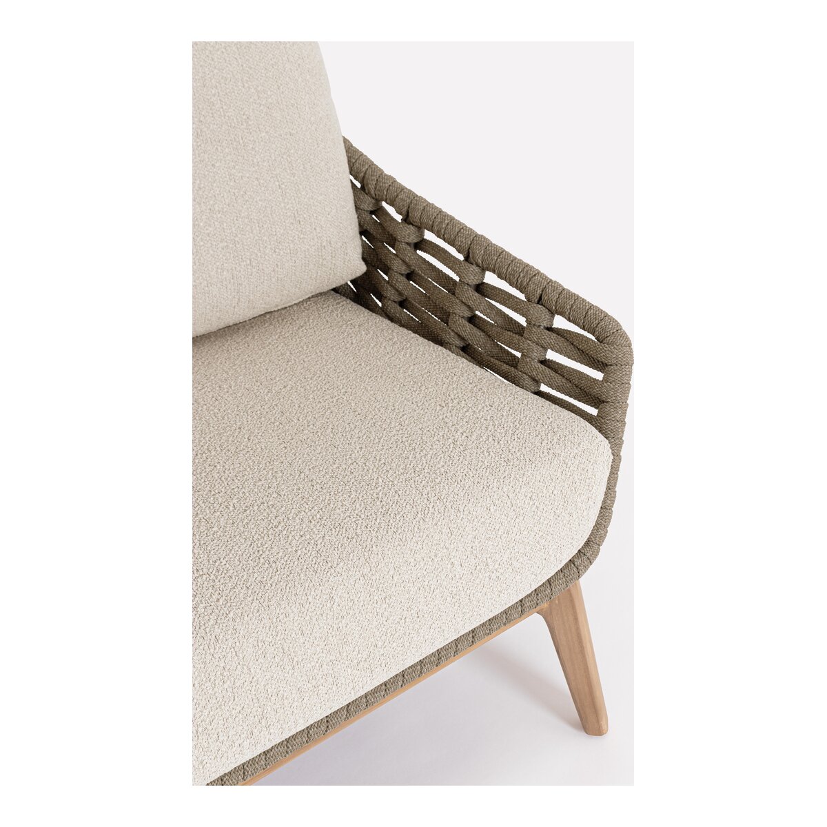 2-Sitzer Gartensofa Tamires - Teakholz Natur, Seilgeflecht Taupe, inkl. Kissen