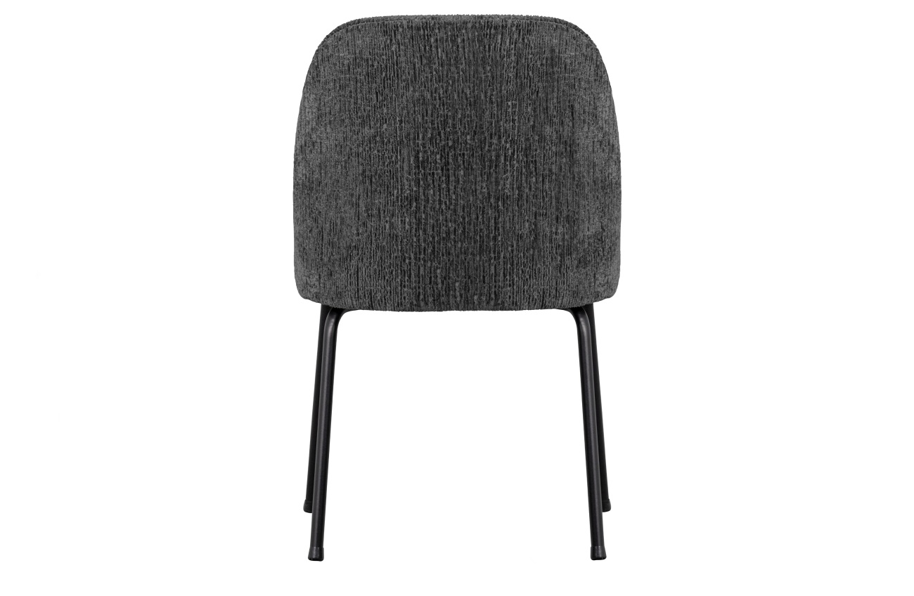 Der Esszimmerstuhl Vogue überzeugt mit seinem modernen Stil. Gefertigt wurde er aus Struktursamt, welches einen dunkelgrauen Farbton besitzt. Das Gestell ist aus Metall und hat eine schwarze Farbe. Der Sessel besitzt eine Größe von 57x50 cm.