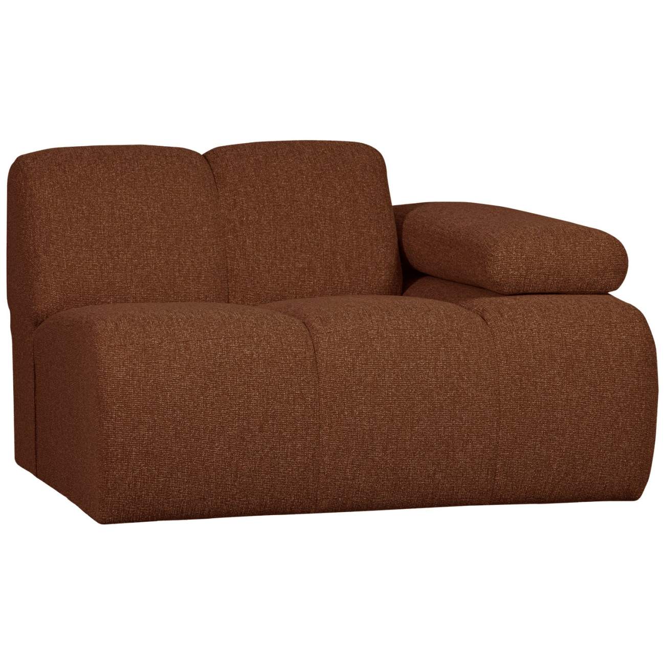 Modulsofa Mojo aus Bouclé-Stoff, modern und flexibel, Rostbraun, 1-Sitzer mit Armlehne rechts