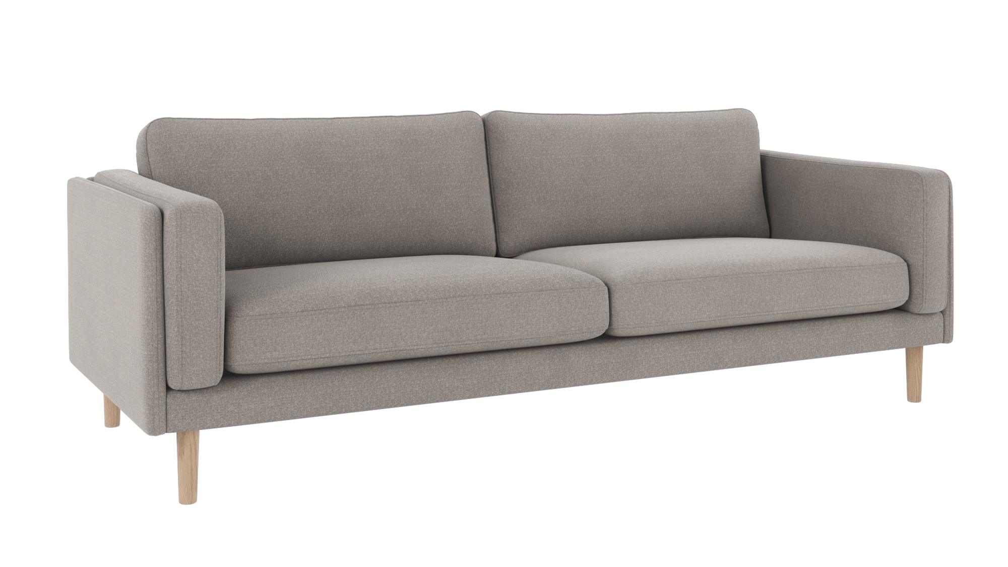 Sofa Braden 3-Sitzer, Beine Weiß pigmentiert, Bezug Rita Hellgrau