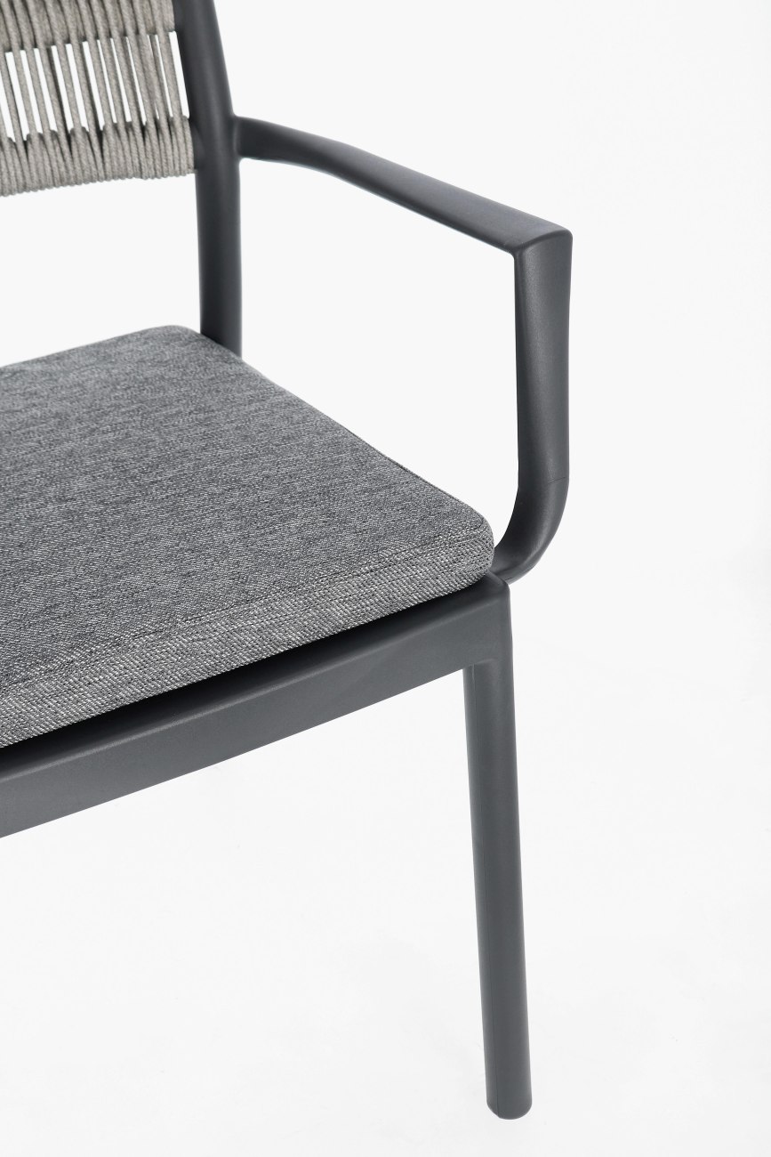 Gartenstuhl Alvin mit Armlehne, Anthrazit / Hellgrau