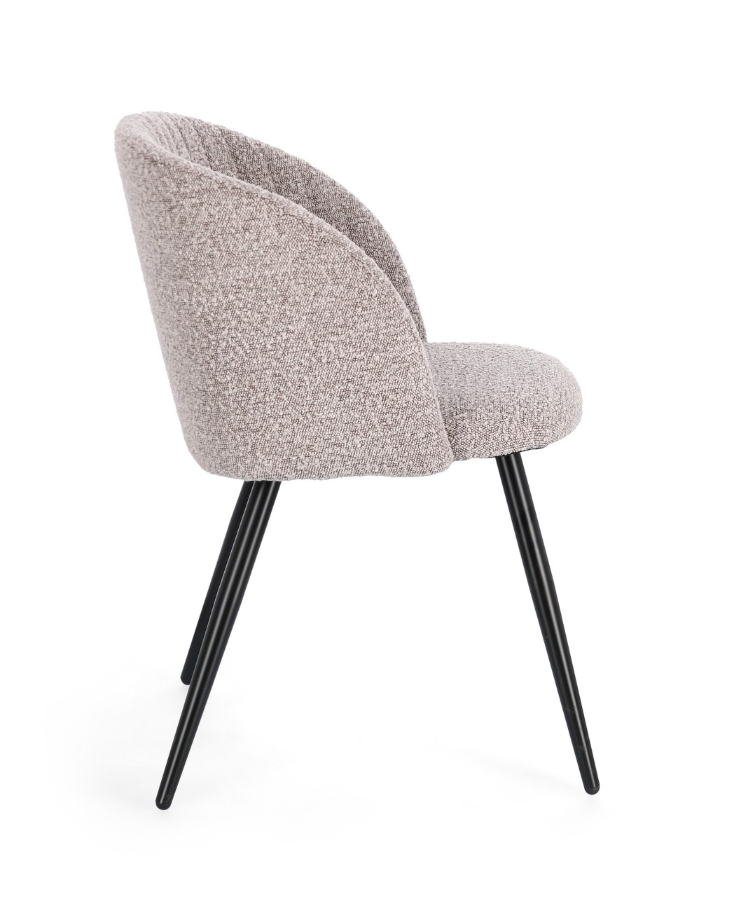 Der Esszimmerstuhl Queen überzeugt mit seinem modernen Stil. Gefertigt wurde er aus Boucle-Stoff, welcher einen braunen Farbton besitzt. Das Gestell ist aus Metall und hat eine Schwarzen Farbe. Der Stuhl besitzt eine Sitzhöhe von 49 cm.