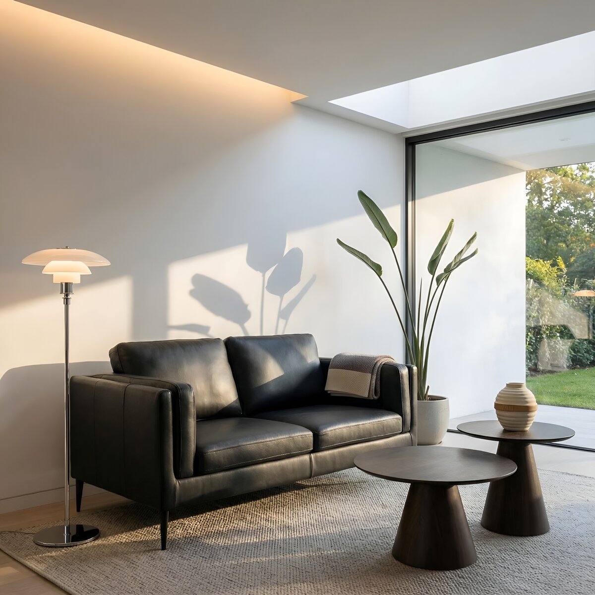 2-Sitzer Sofa Aicena Leder Schwarz - Komfortsofa mit Taschenfederkern & Metall-Gestell