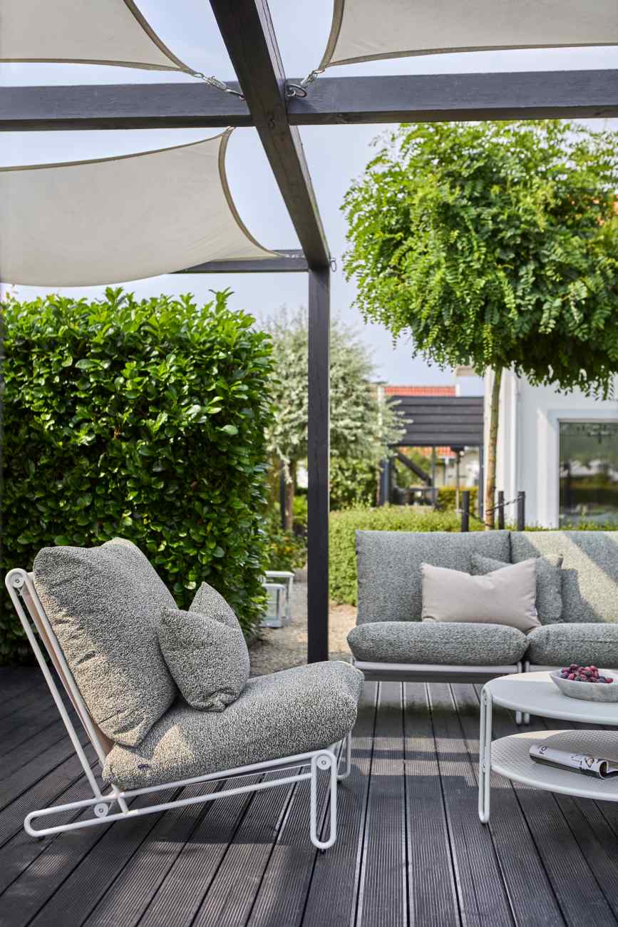 Gartensessel Blixt mit Kissen, Hellgrau / Grün