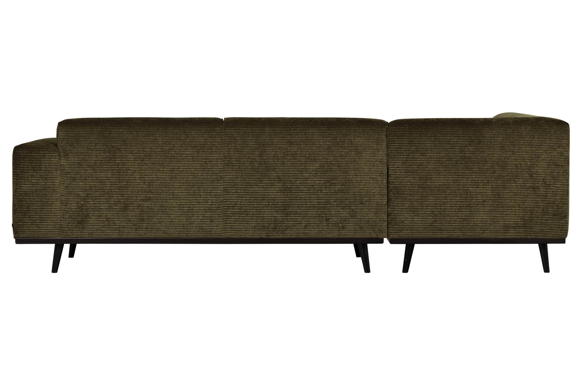 Das Ecksofa Statement überzeugt mit seinem modernen Design. Gefertigt wurde es aus gewebten Jacquard, welches einen Olive Farbton besitzen. Das Gestell ist aus Birkenholz und hat eine schwarze Farbe. Das Sofa hat eine Breite von 274 cm.