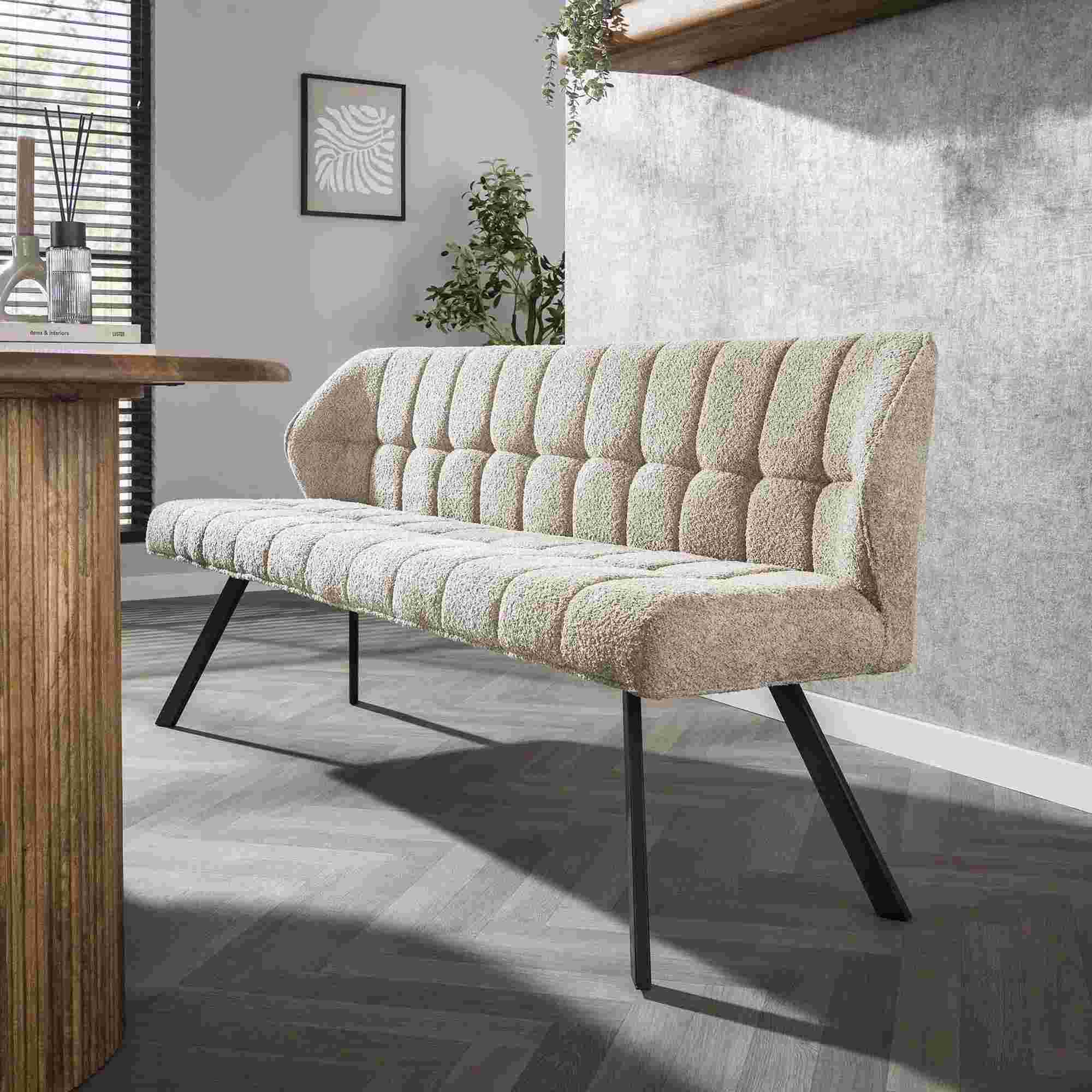 Esszimmerbank Grivano mit Lehne - Boucle, Sand