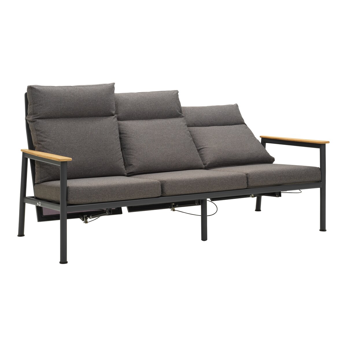 Gartensofa Gordon 3-Sitzer, Aluminium & Outdoor-Stoff, Verstellbar, Anthrazit