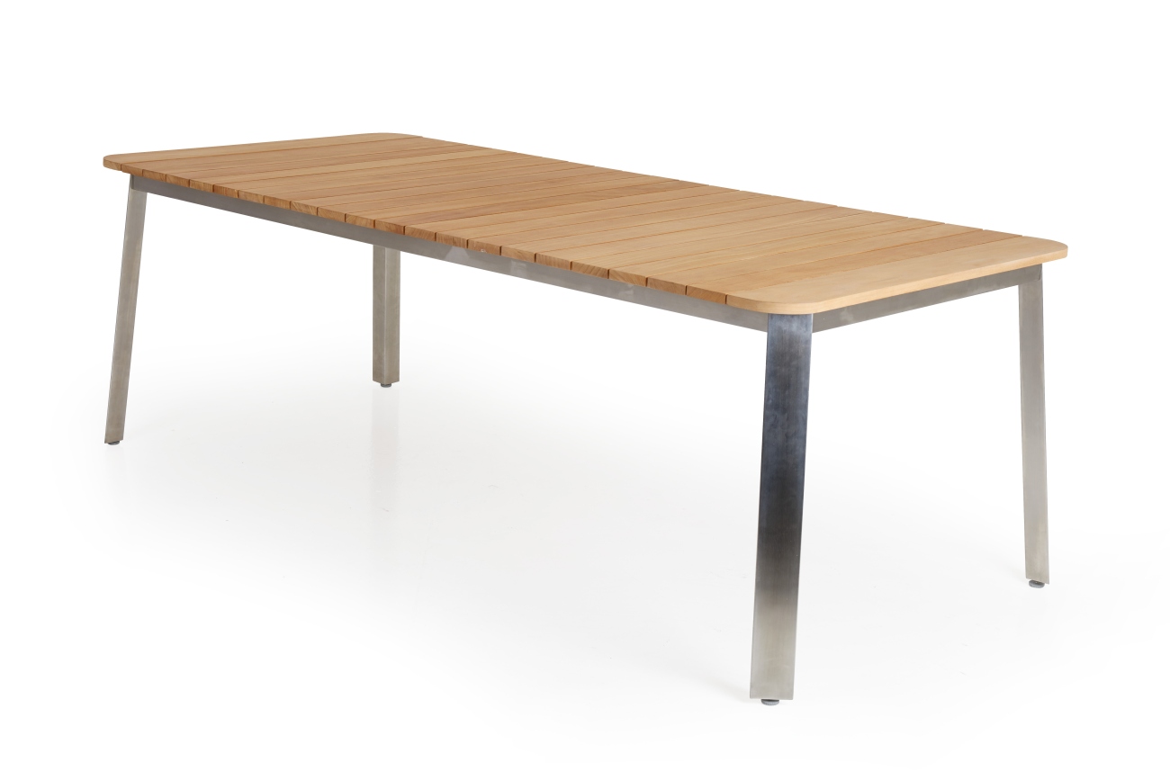 Gartenesstisch Lefkos aus Teak, Edelstahl Gartenesstisch Lefkos aus Teak, Edelstahl