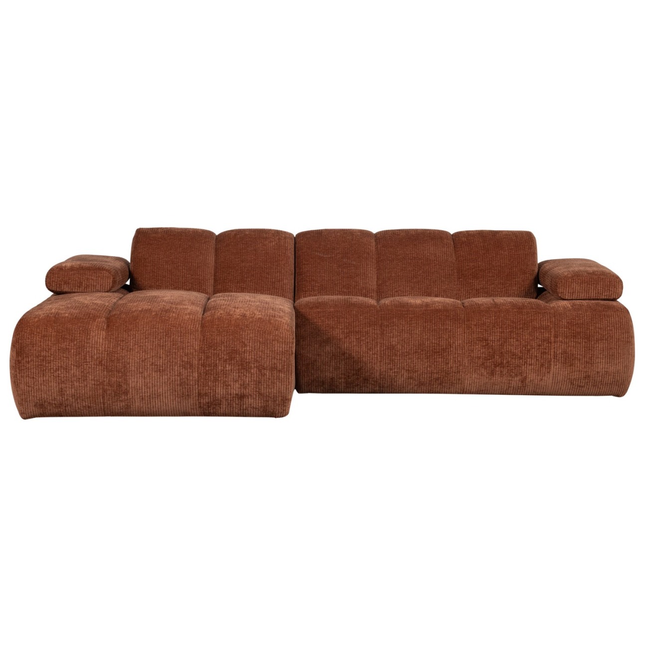 Chaiselongue Mojo aus Flachcord Links, Rostbraun Chaiselongue Mojo aus Flachcord Links, Rostbraun