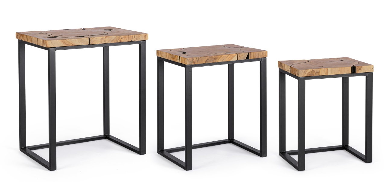 Beistelltisch Elwood 3er-Set aus Teakholz Beistelltisch Elwood 3er-Set aus Teakholz