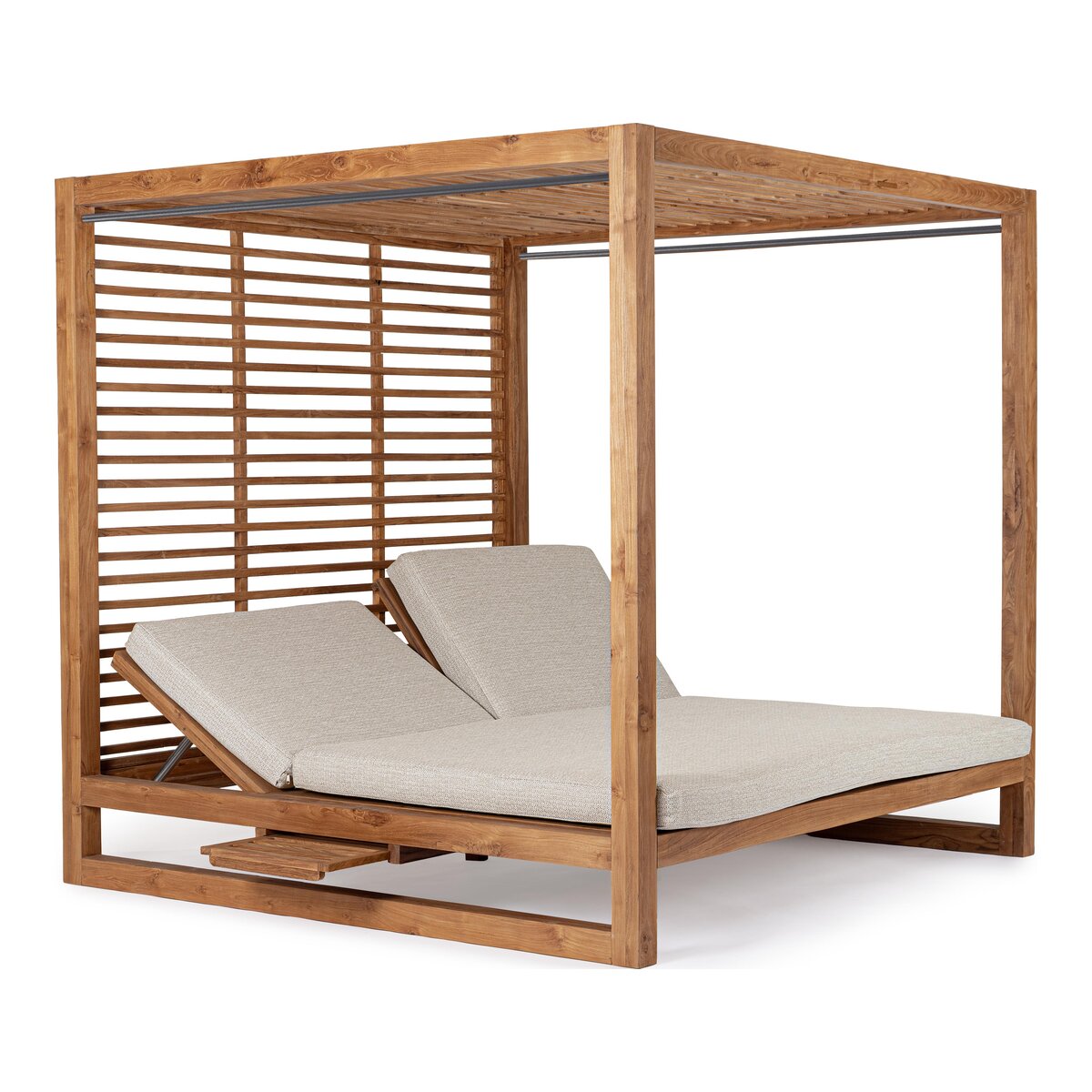 Gartendaybed Honolulu - Teakholz Natur & Olefin-Stoff, inkl. Kissen