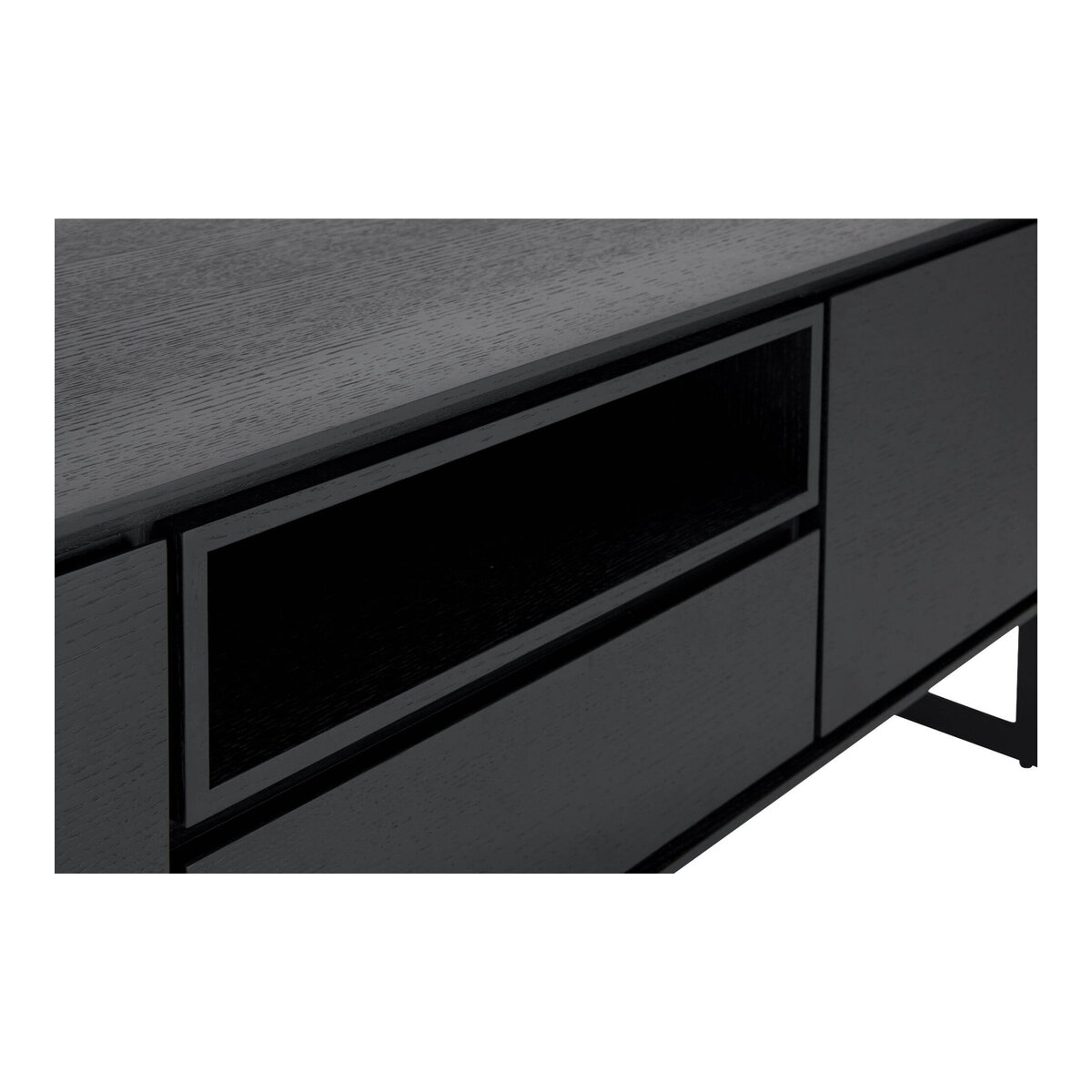 TV-Board Otoya Schwarz - 160 cm mit Soft-Close, offenem Fach & Stauraum