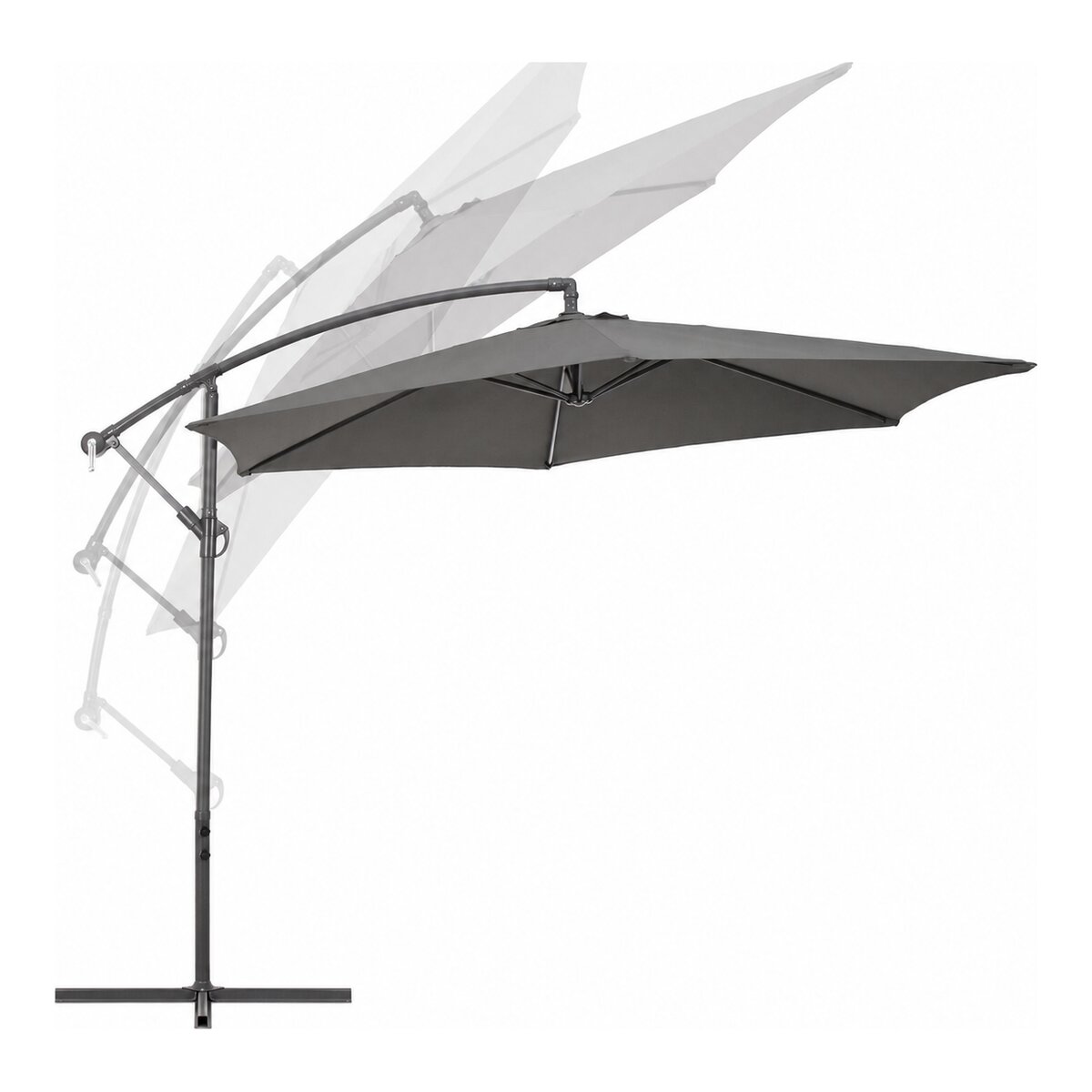 Ampelschirm Nizza - Aluminium Anthrazit, Polyester-Stoff Dunkelgrau, Ø 300 cm