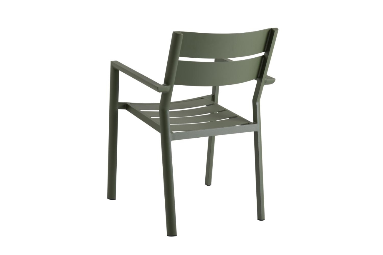 Der Gartenstuhl Delia überzeugt mit seinem modernen Design. Gefertigt wurde er aus Metall, welches einen grünen Farbton besitzt. Das Gestell ist auch aus Metall und hat eine grüne Farbe. Die Sitzhöhe des Stuhls beträgt 43 cm.