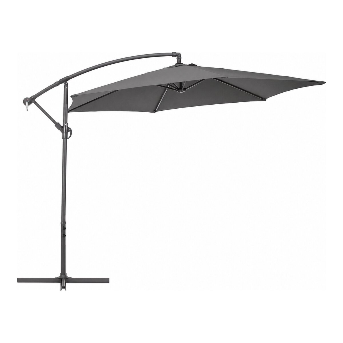 Ampelschirm Nizza - Aluminium Anthrazit, Polyester-Stoff Dunkelgrau, Ø 300 cm