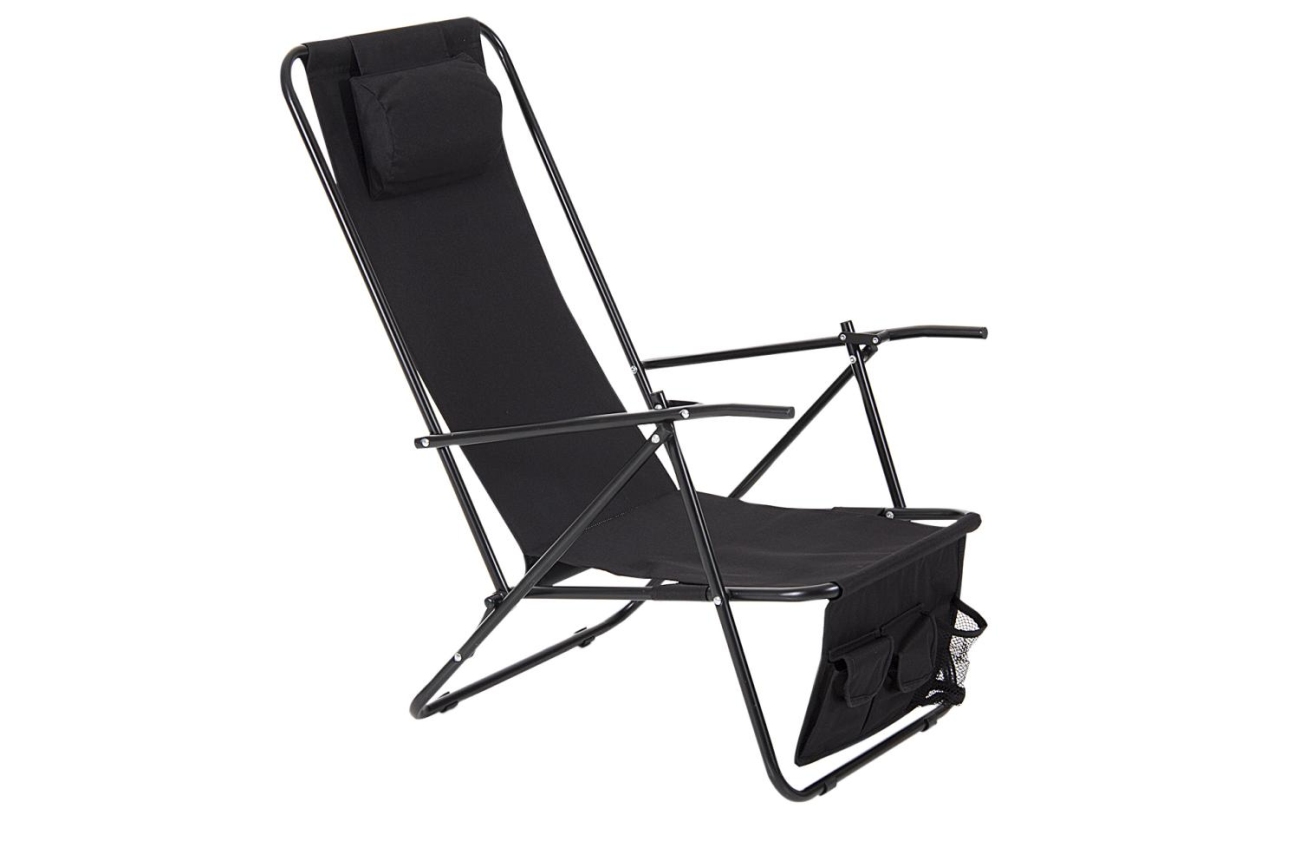 Der Liegestuhl Colorado überzeugt mit seinem modernen Design. Gefertigt wurde er aus Stoff, welcher einen schwarzen Farbton besitzt. Das Gestell ist aus Metall und hat eine schwarze Farbe. Die Sitzhöhe des Stuhls beträgt 30 cm.