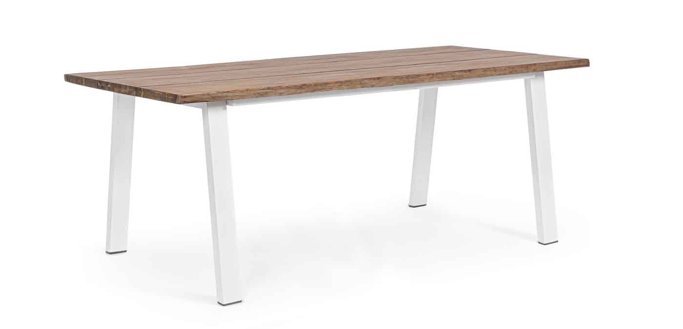 Gartentisch Oslo, Tischplatte Akazie, 200x100 cm, Weiß