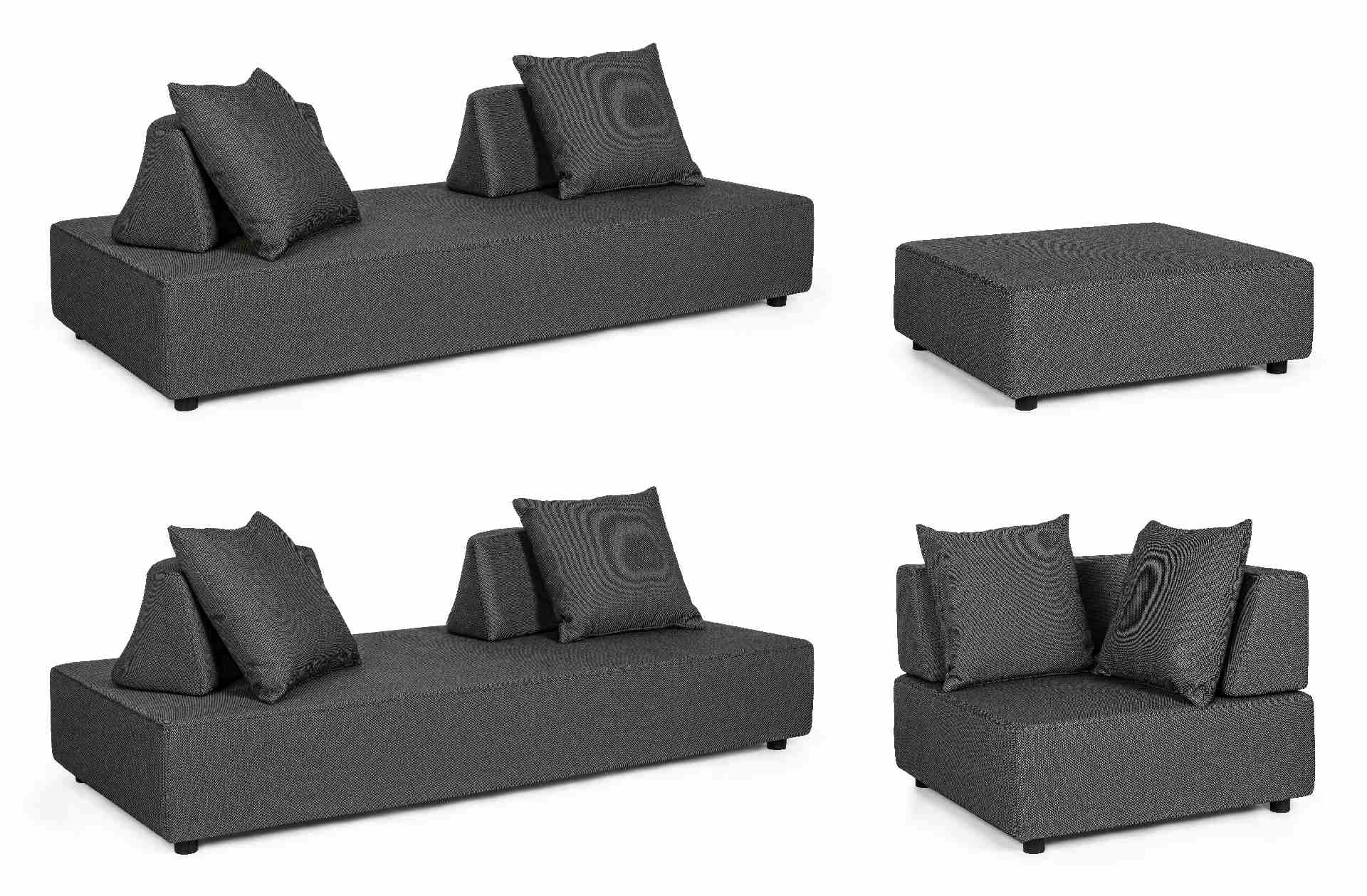 Gartenlounge Sofa Piper mit Kissen und verstellbarer Rückenlehne