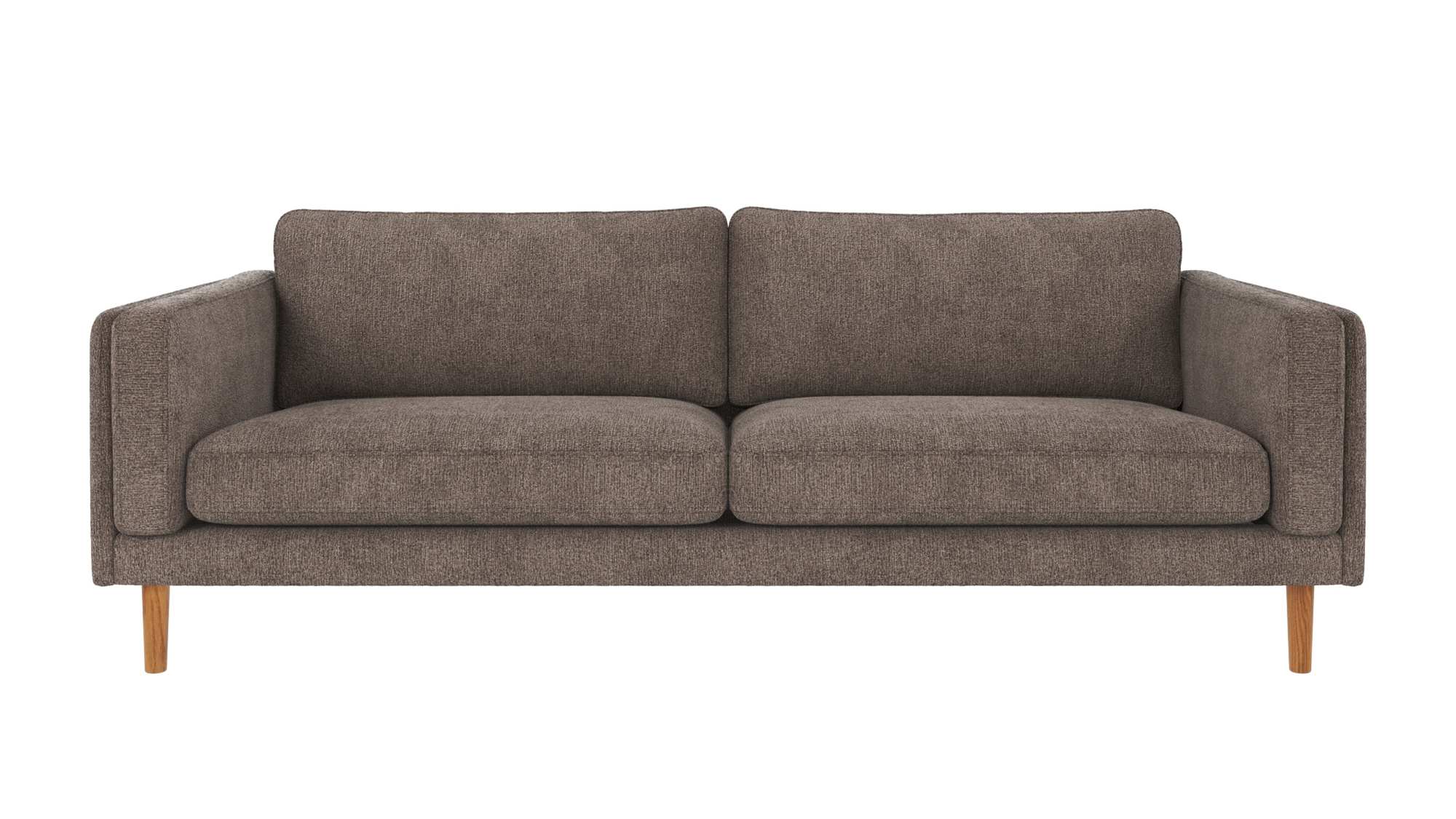 Sofa Braden 3-Sitzer, Beine Eiche, Bezug Greg Dunkelbeige – stilvoller Blickfang für Ihr Zuhause.