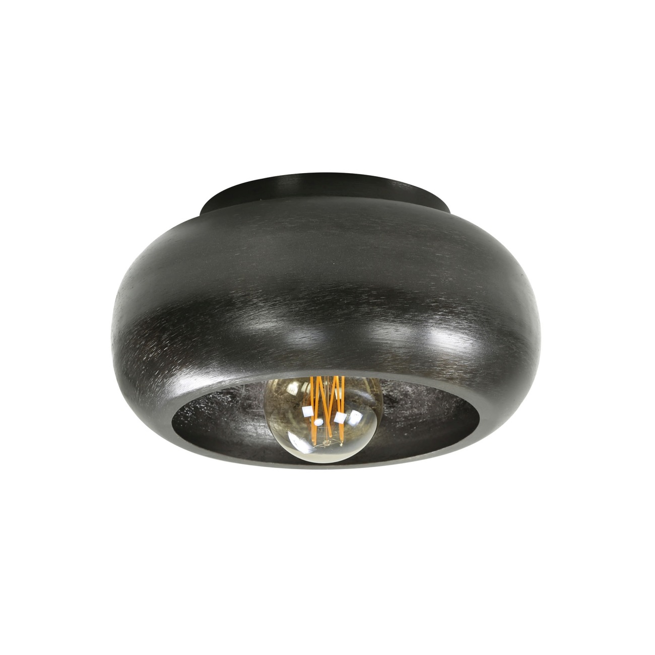Deckenleuchte Aurosca - Metall in Schwarz-Nickel, Ø 34 cm, inkl. LED
