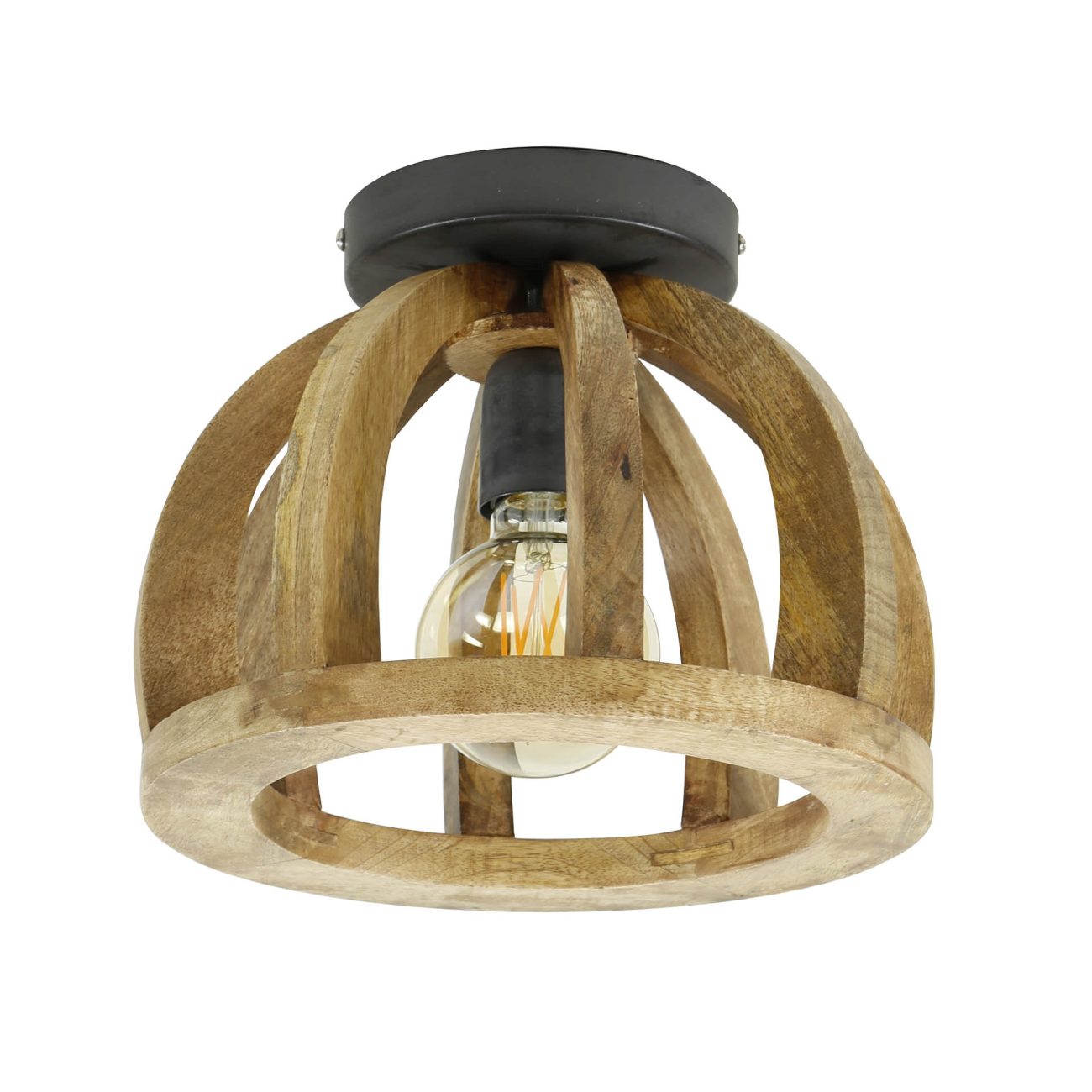 Deckenleuchte Earth Crown - Mango massiv Natur, Ø 30 cm, inkl. LED