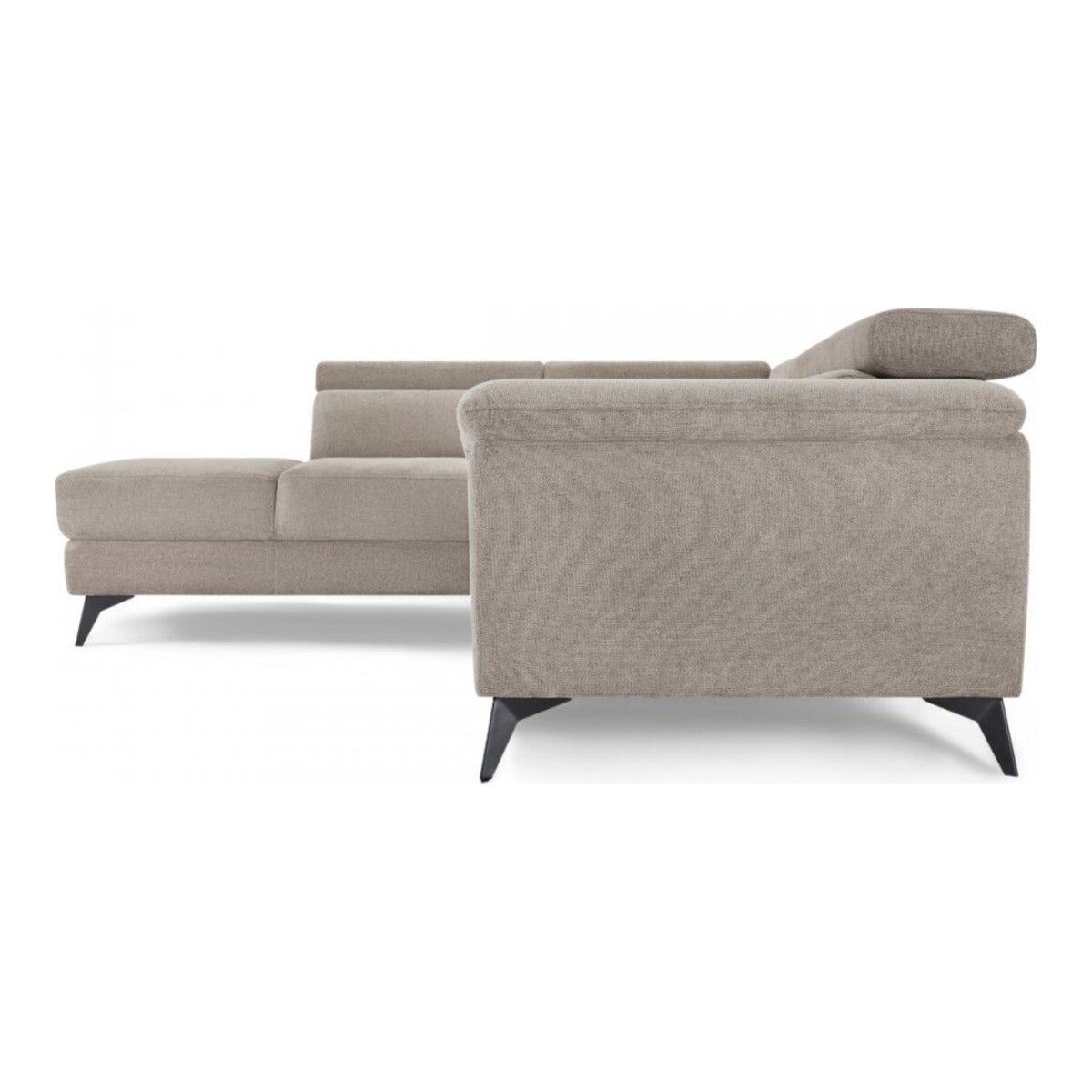 Ecksofa Sibet Links Taupe - mit OEKO-TEX Bezug & Kopfstütze