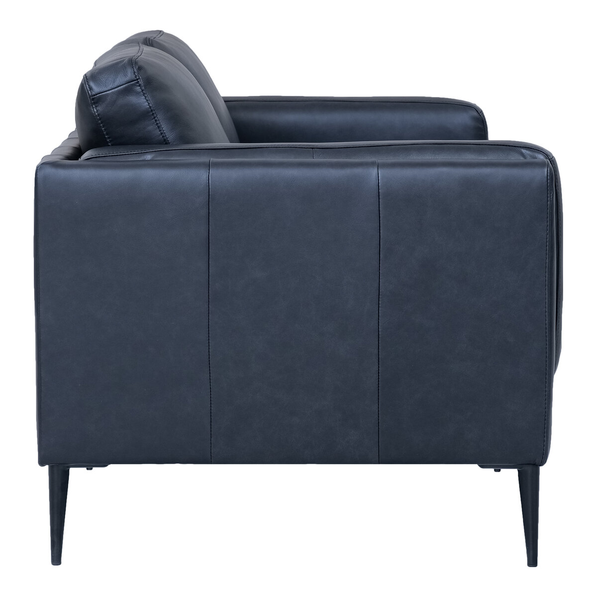 2-Sitzer Sofa Aicena Leder Schwarz - Komfortsofa mit Taschenfederkern & Metall-Gestell