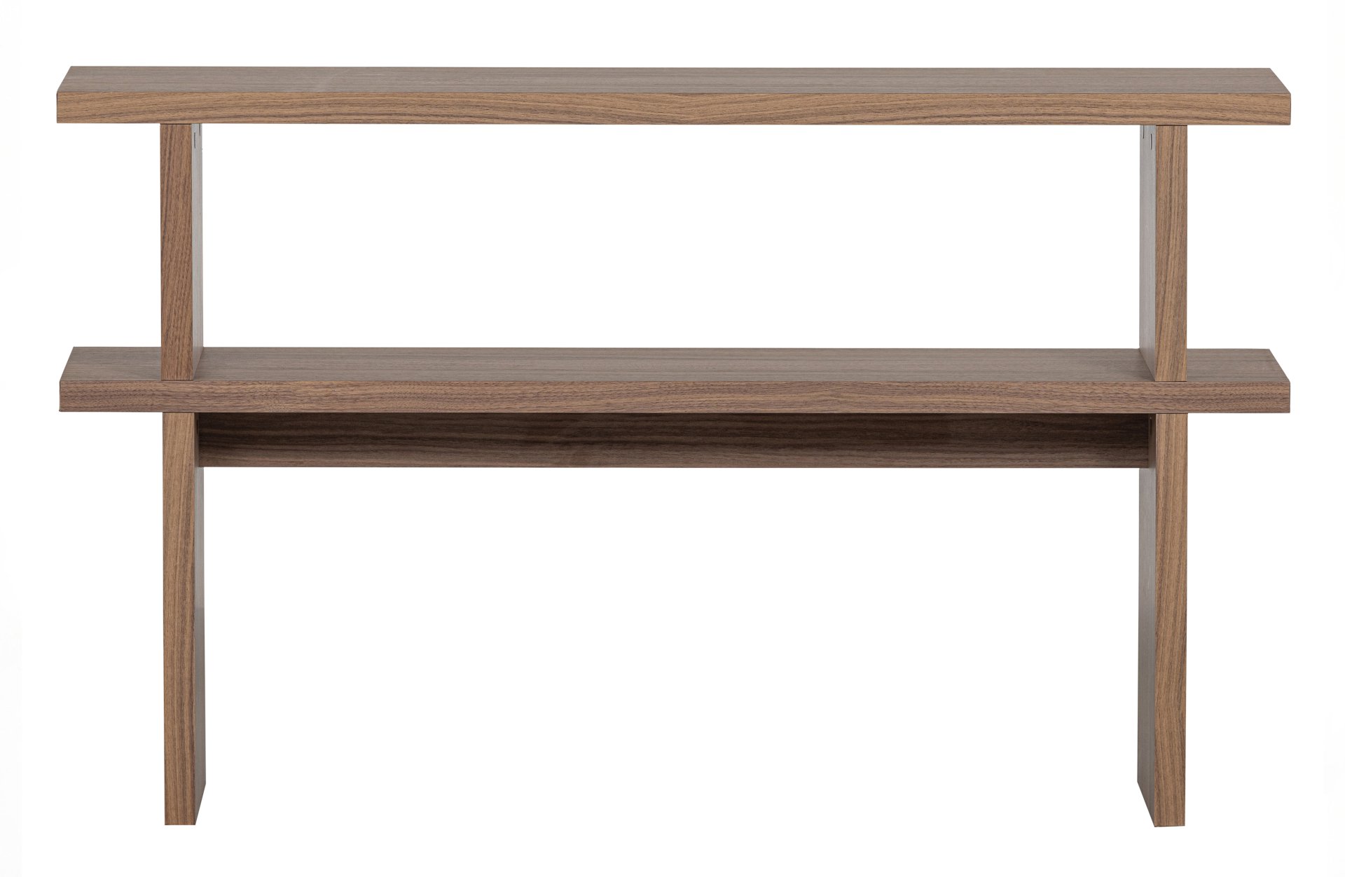 Der Beistelltisch Seitentisch überzeugt mit seinem klassischen Design. Gefertigt wurde er aus Walnussfurnier, welches einen braunen Farbton besitzt. Der Beistelltisch besitzt einen Breite von 120 cm.