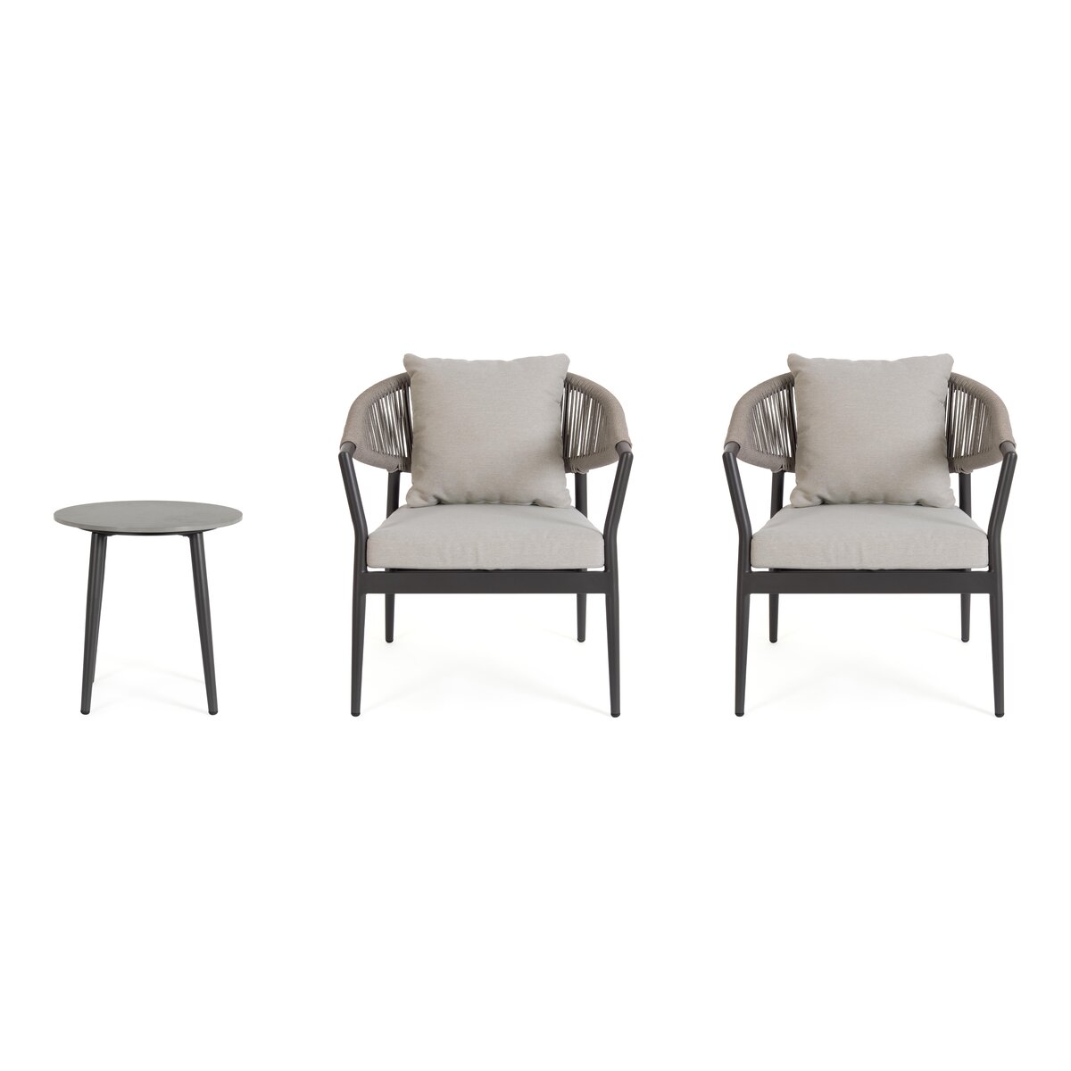 2er Garten-Set Millor - Aluminium & Polyester-Stoff, Anthrazit, inkl. Couchtisch