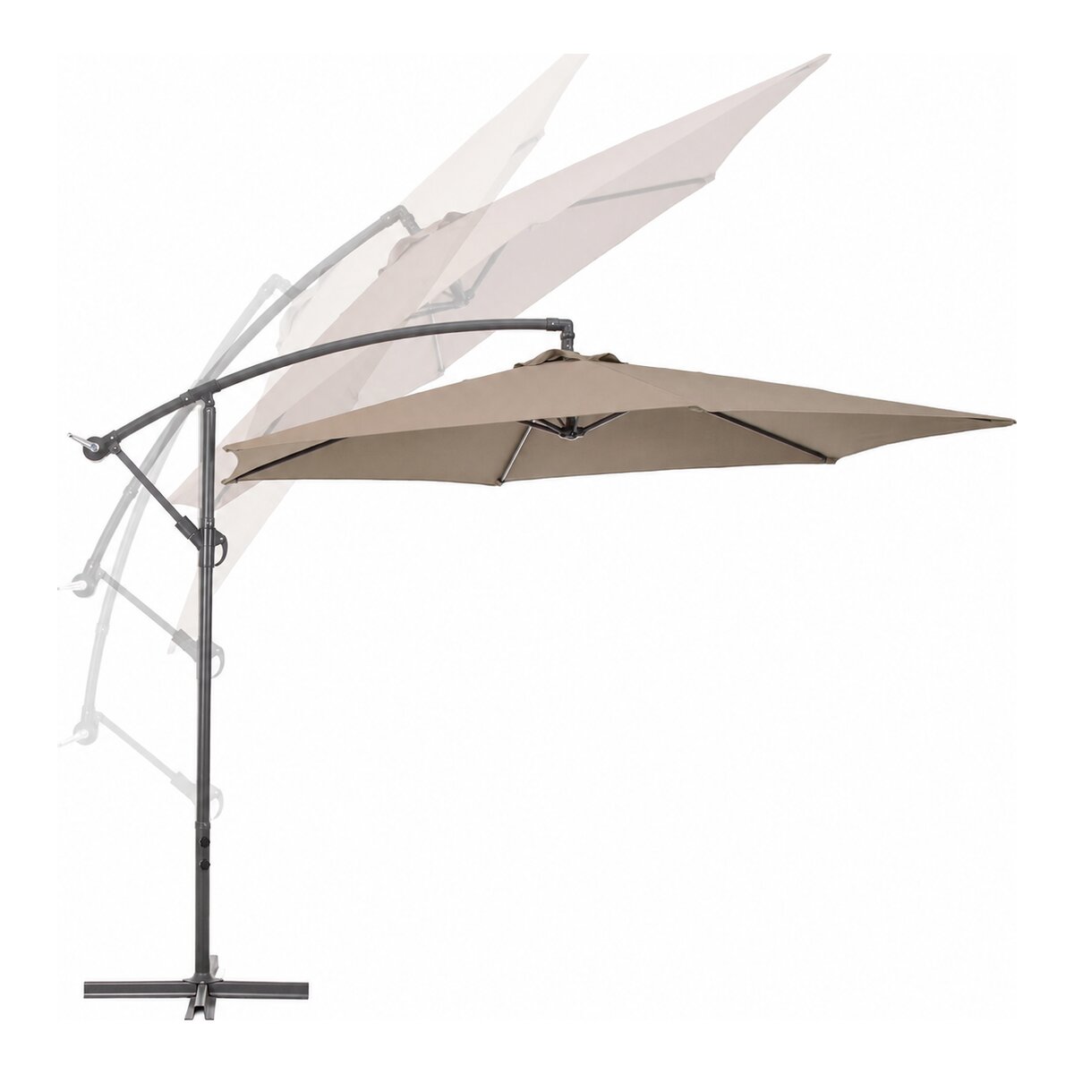 Ampelschirm Nizza - Aluminium Anthrazit, Polyester-Stoff Taupe, Ø 300 cm