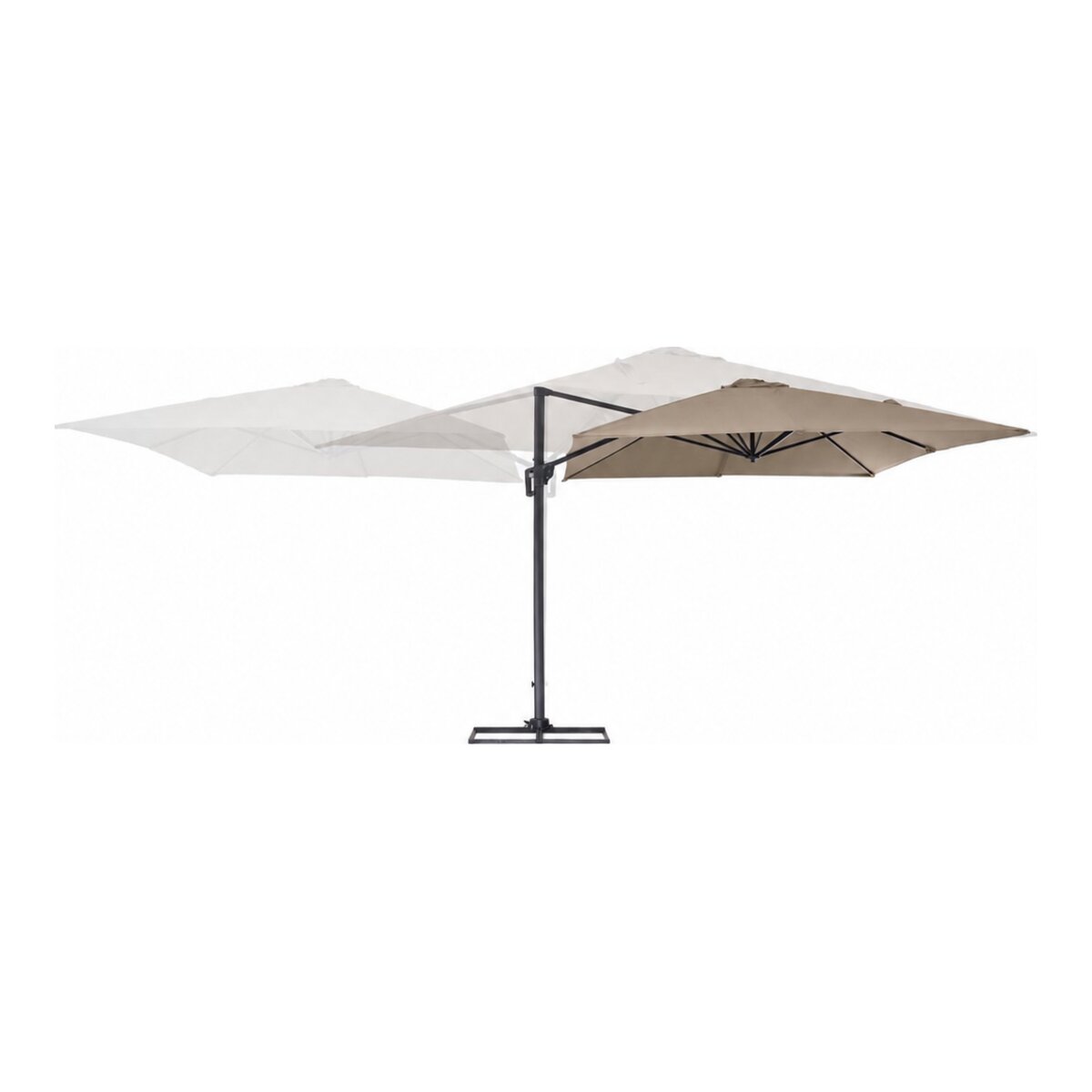 Ampelschirm Porto - Aluminium Anthrazit, Polyester-Stoff Taupe, 3x4 m