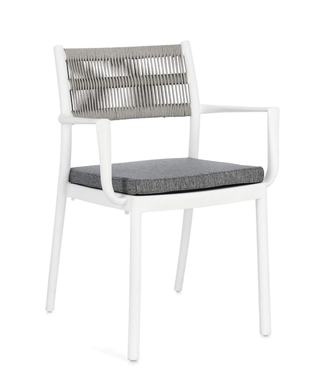 Gartenstuhl Alvin mit Armlehne, Weiß / Hellgrau Gartenstuhl Alvin mit Armlehne, Weiß / Hellgrau