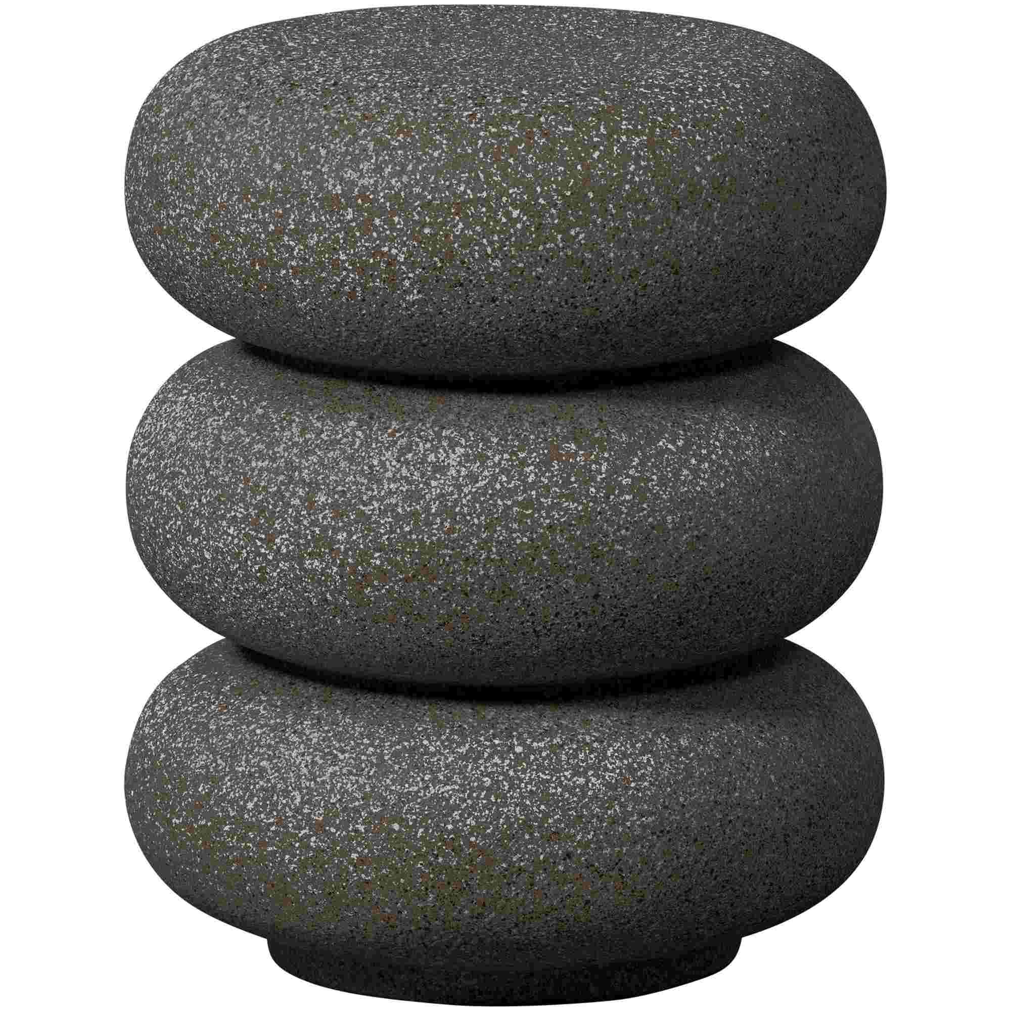 Beistelltisch Laurel aus Magnesiumoxid, organisches Design, modern, Schwarz, rund, pflegeleicht