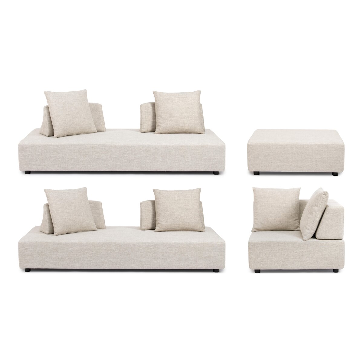 Gartenecksofa Piper - Aluminium & Olefin-Stoff, inkl. Kissen & Hocker, Beige