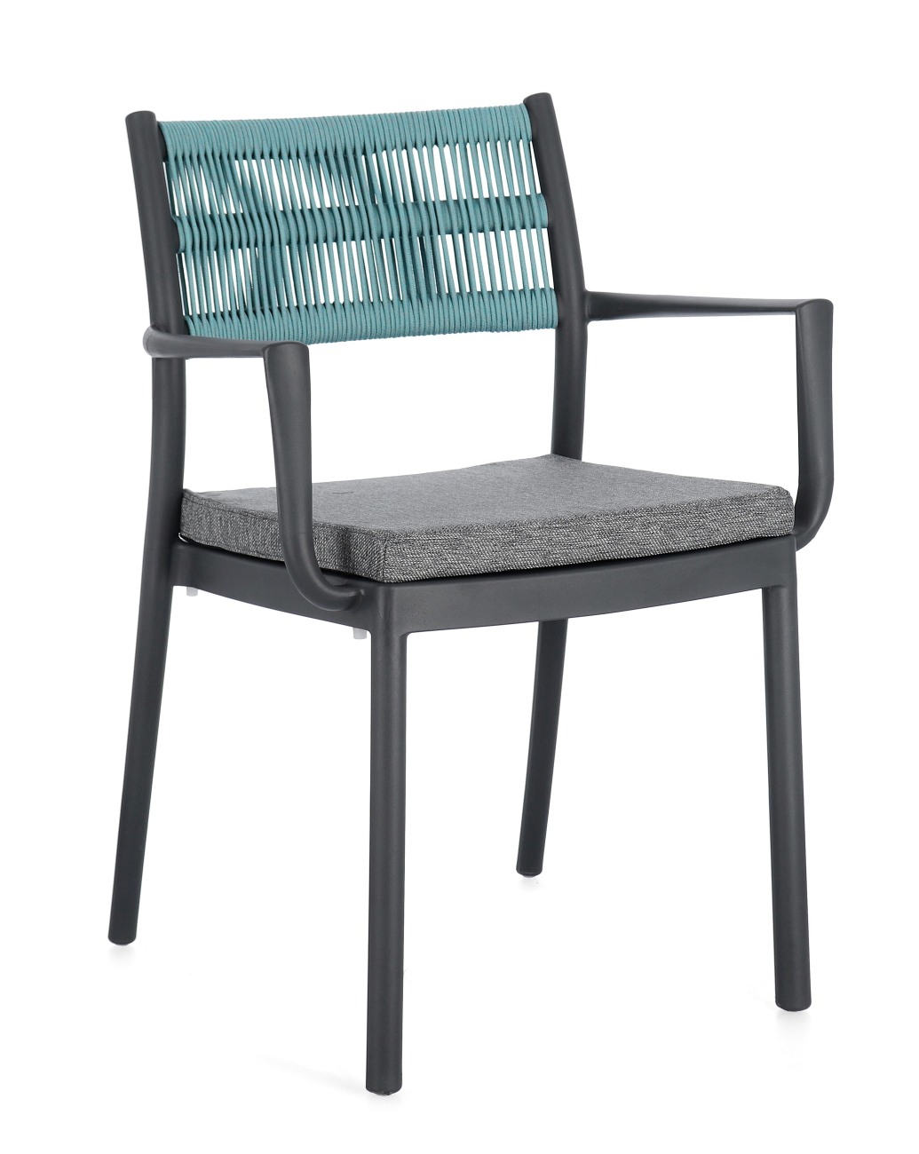 Gartenstuhl Alvin mit Armlehne, Anthrazit / Avio Gartenstuhl Alvin mit Armlehne, Anthrazit / Avio