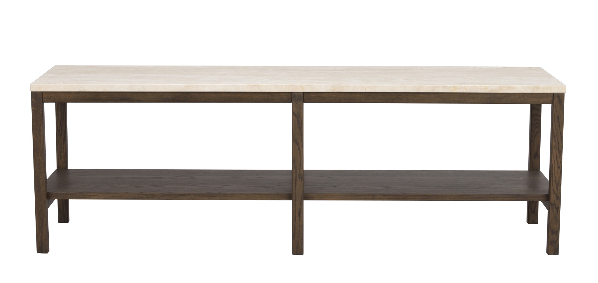 Konsole Orwel 140x40x45cm, Traventin / Eiche Braun passt perfekt in stilvolle Wohnräume.