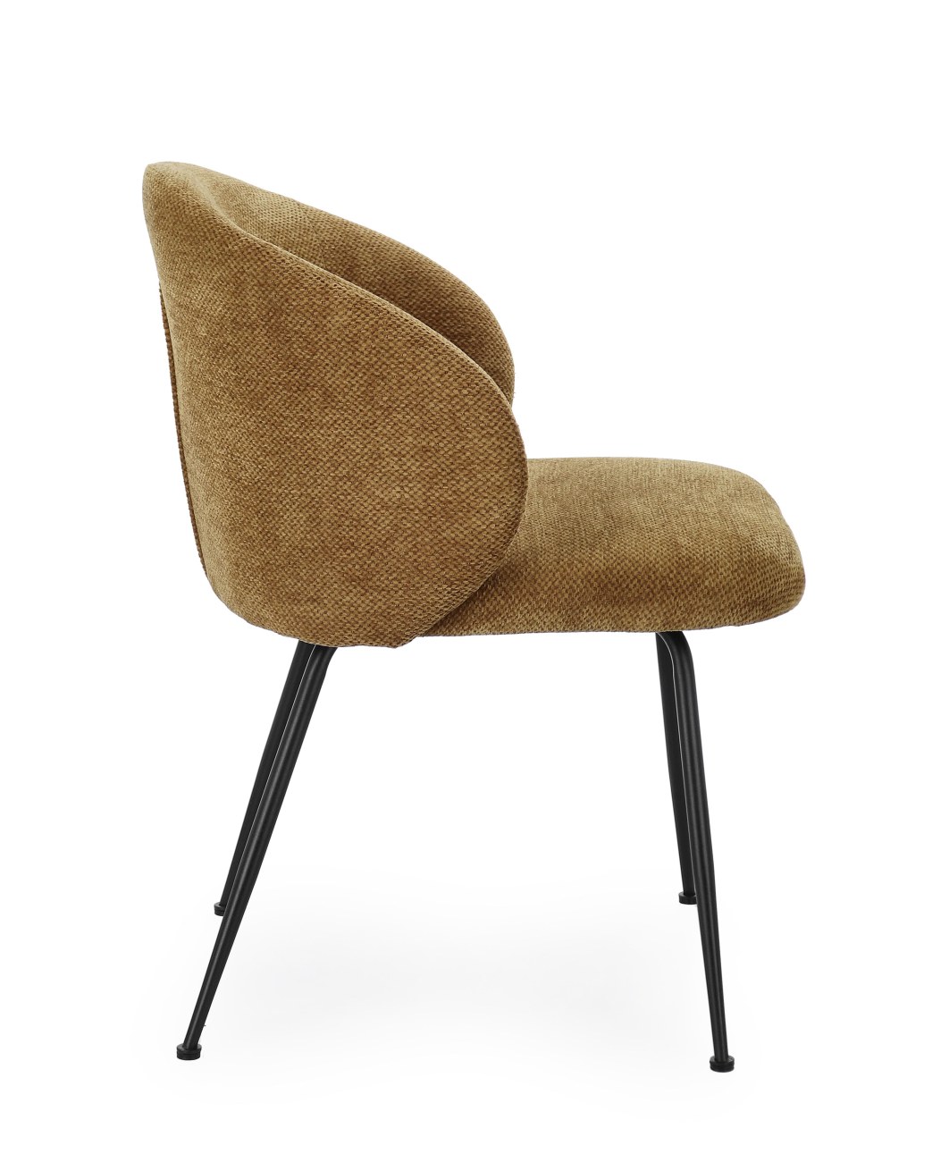 Esszimmerstuhl Gesien aus Chenille-Stoff, Ocker