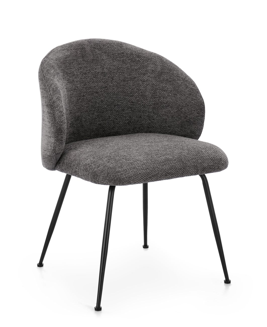 Esszimmerstuhl Gesien aus Chenille-Stoff, Dunkelgrau Esszimmerstuhl Gesien aus Chenille-Stoff, Dunkelgrau