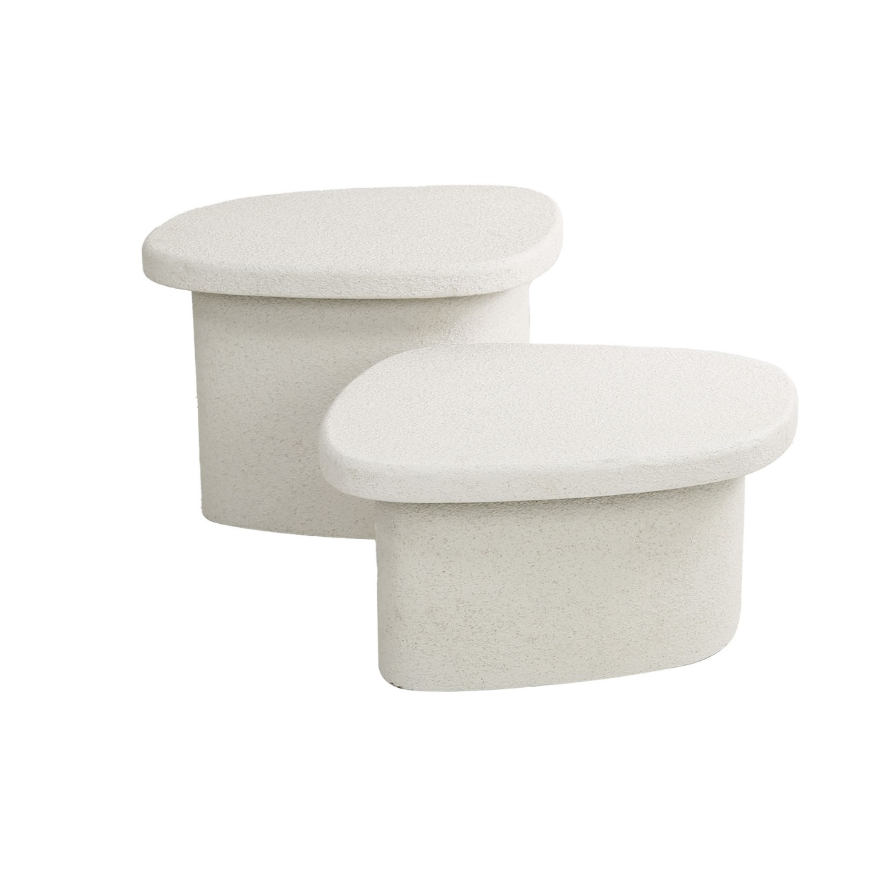 2er-Set Couchtisch Bulky Stone - Marmor-Komposit, Organisch 2er-Set Couchtisch Marbre - Marmor-Komposit, Säulengestell, Organisch