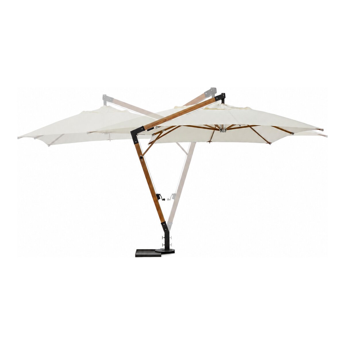 Ampelschirm Capua - Teakholz Natur, Polyester-Stoff Ecru, 3x4 m