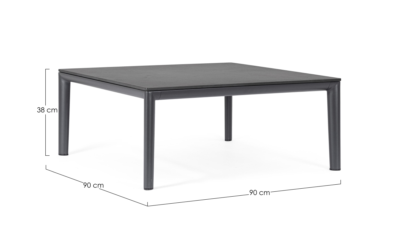Gartencouchtisch Gerald aus Aluminium 90x90 cm, Anthrazit