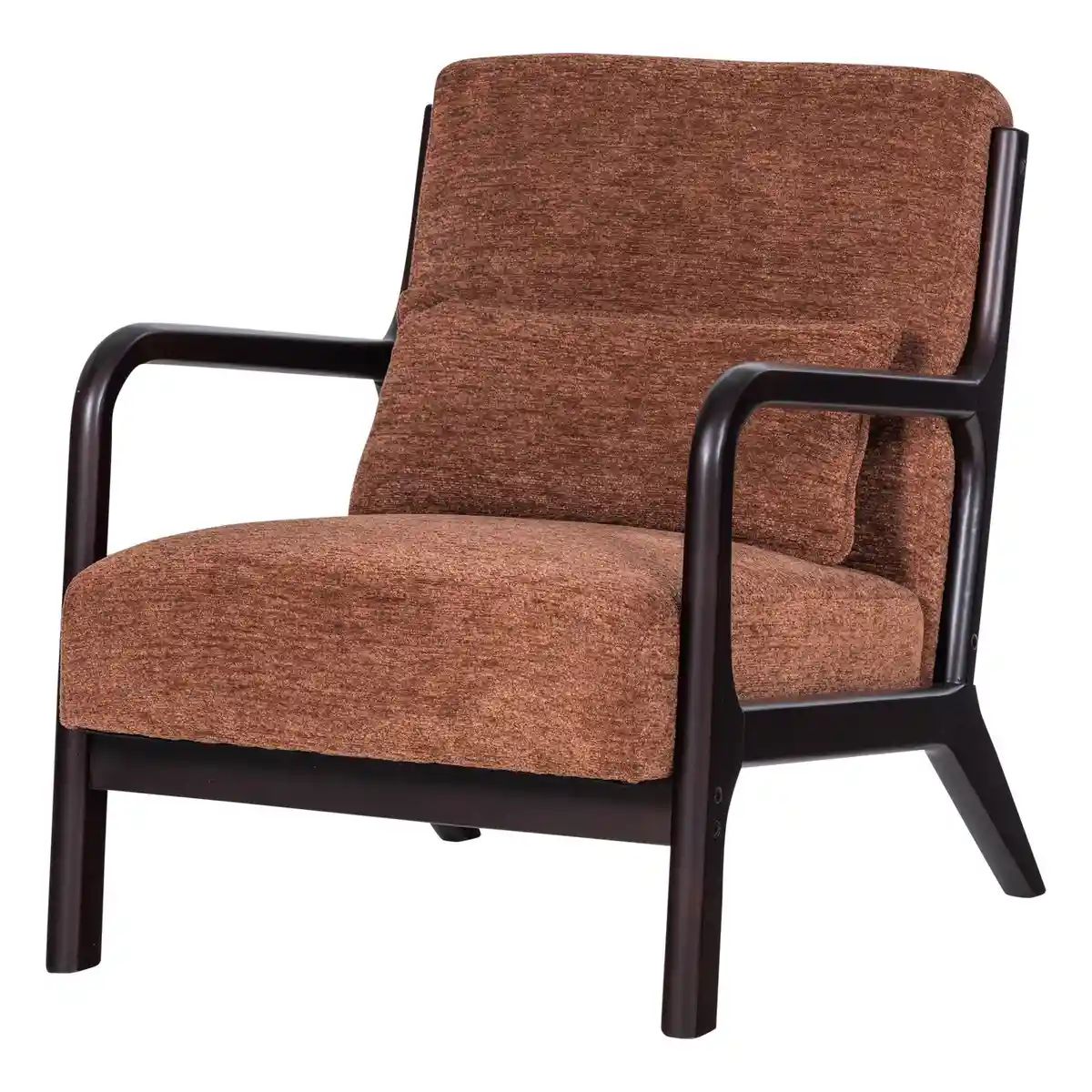 Sessel Mark - Chenille-Stoff Braun, Gestell Dunkelbraun