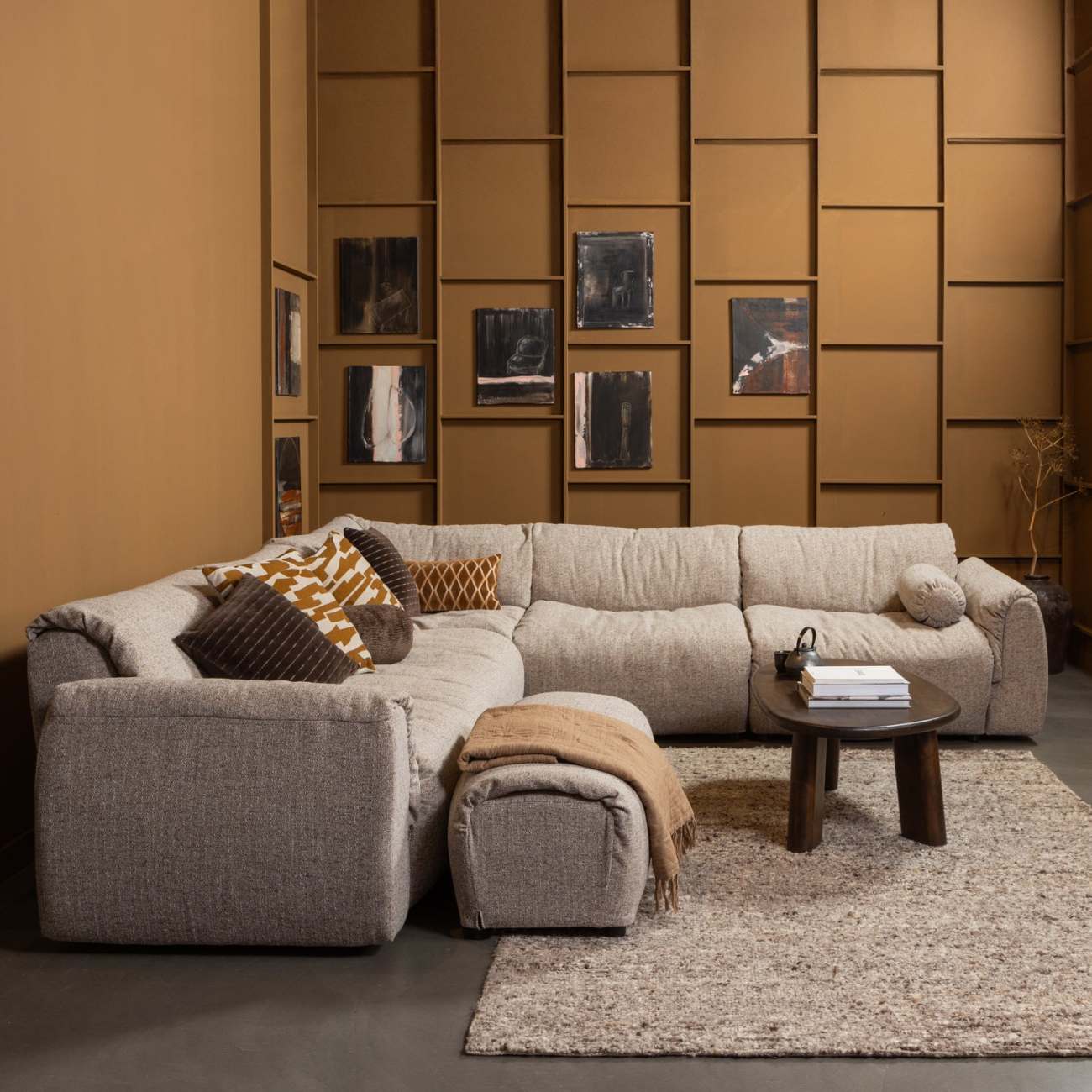 Sessel Baggy aus Melange-Stoff, Braun