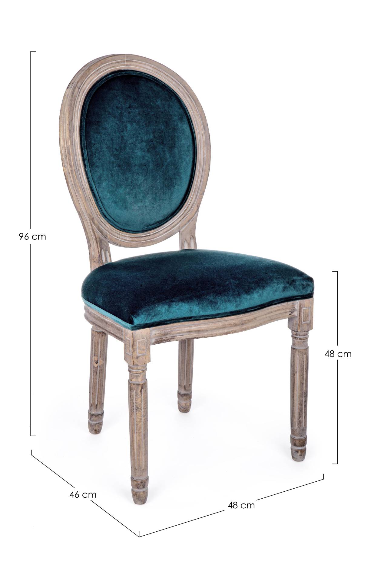 Der Stuhl Mathilde überzeugt mit seinem klassischem Design gefertigt wurde der Stuhl aus Birkenholz, welches natürlich gehalten ist. Die Sitz- und Rückenfläche ist aus einem Stoff-Bezug, welcher einen blauen Farbton besitzt und in einer Samt-Optik ist. Di
