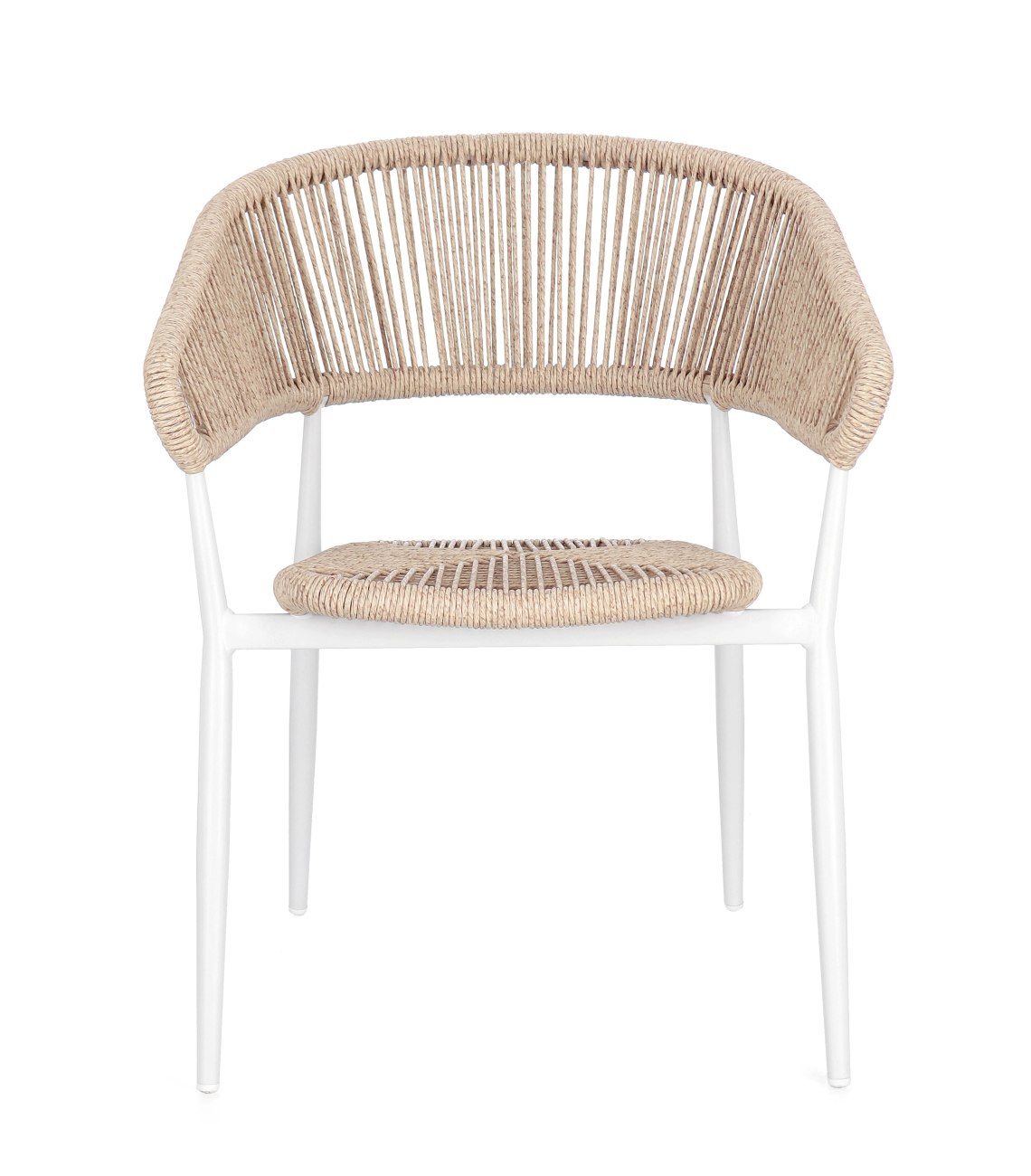 Gartenstuhl Algaida aus Aluminium, Weiß / Beige