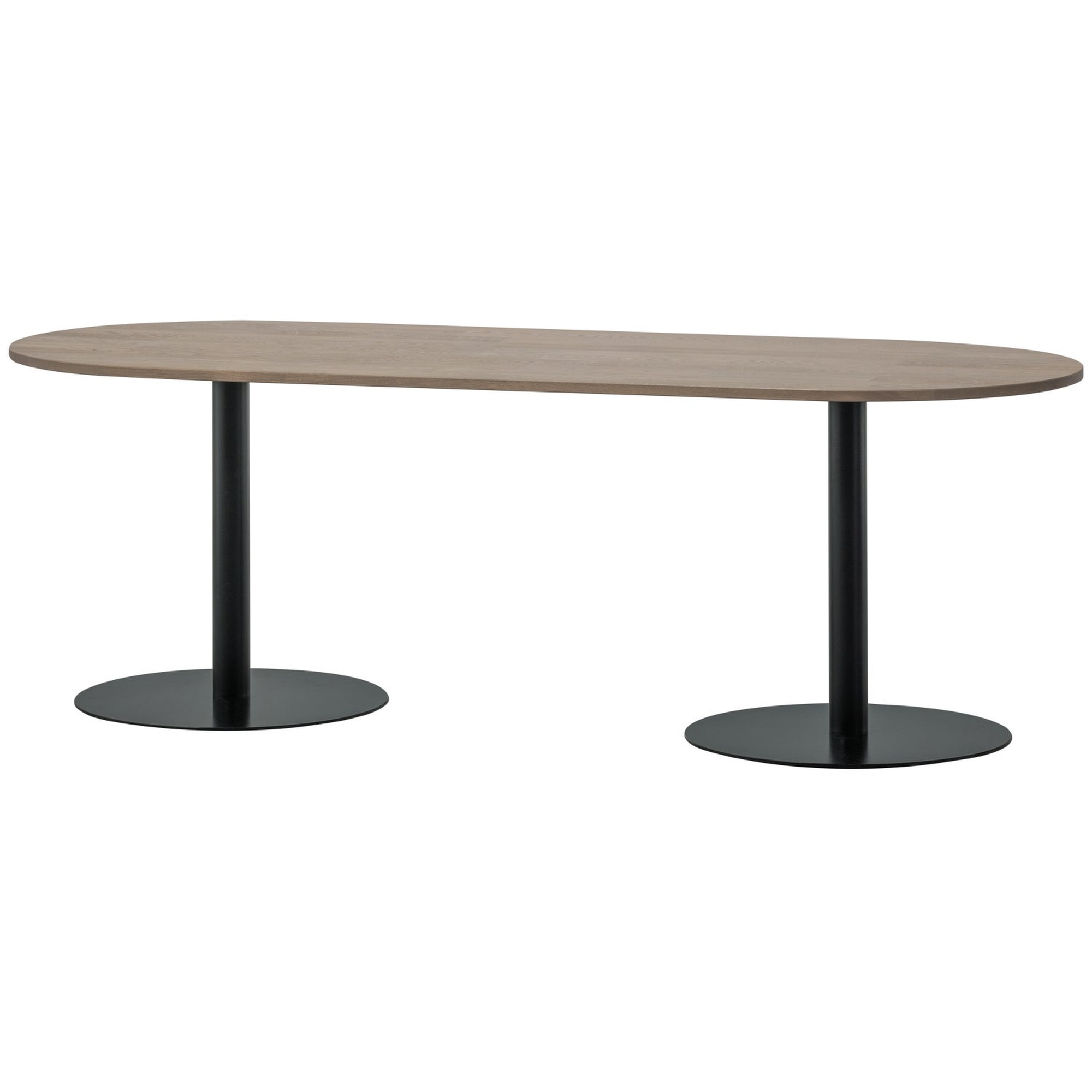 Esstisch Tablo oval Eiche [FSC] Grau - 220 x 90 cm, modern mit rundem Beinen
