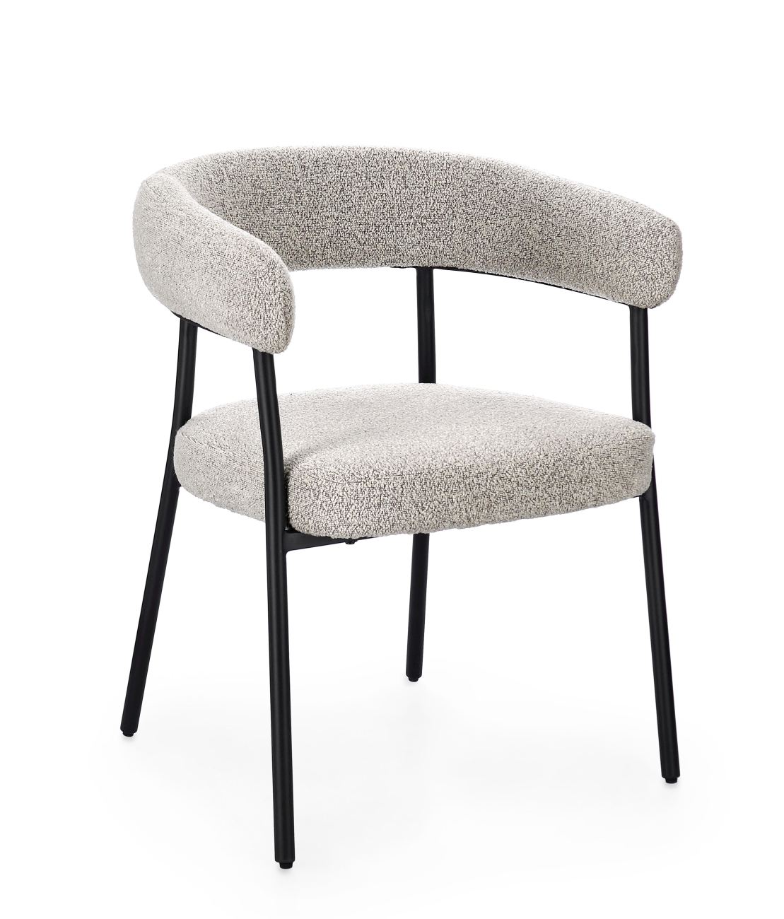 Esszimmerstuhl Giaele aus Boucle-Stoff, Schwarz